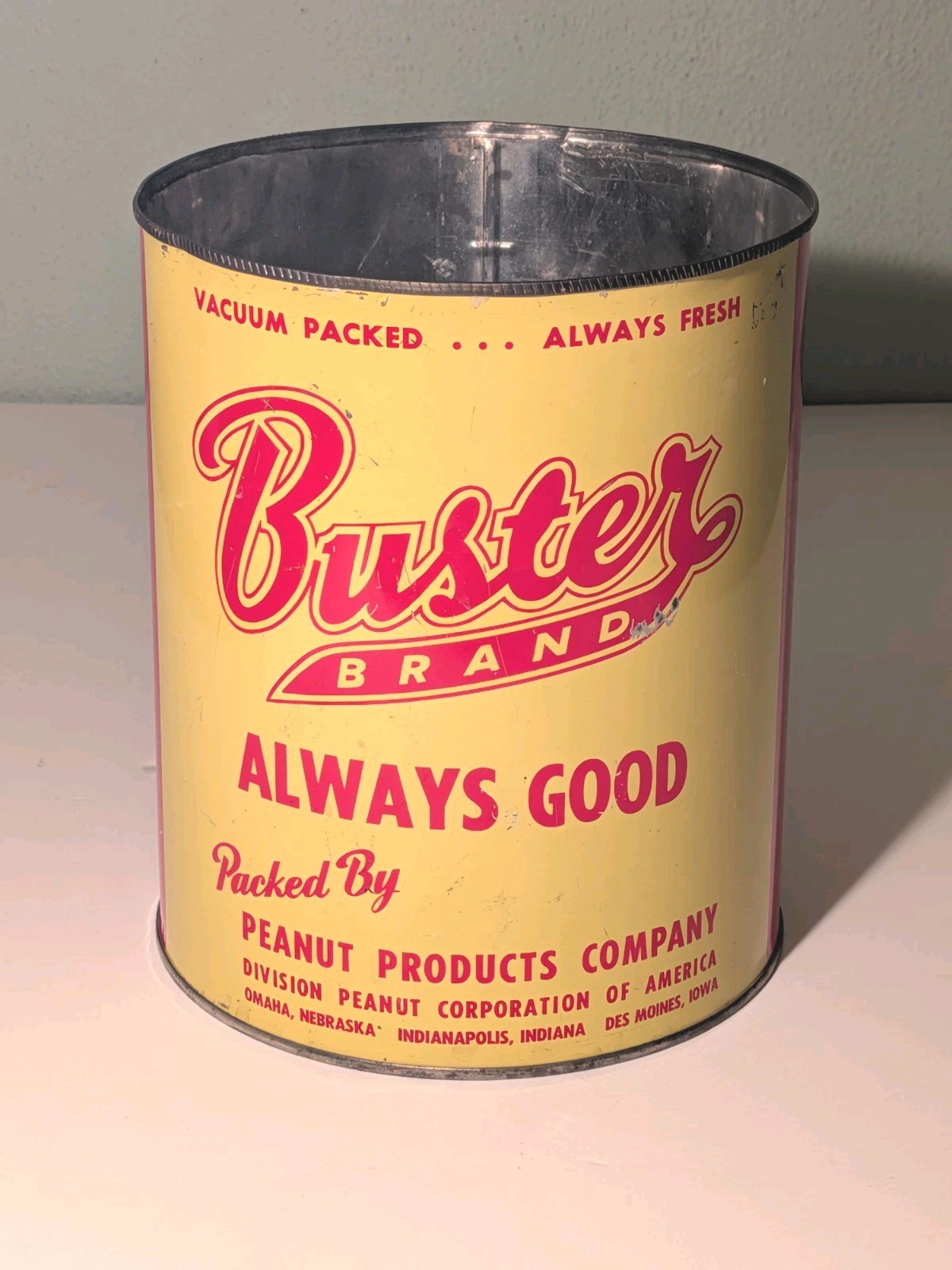 Vintage Buster Brand Salted Peanuts Lg Advertising Tin Country Store $15