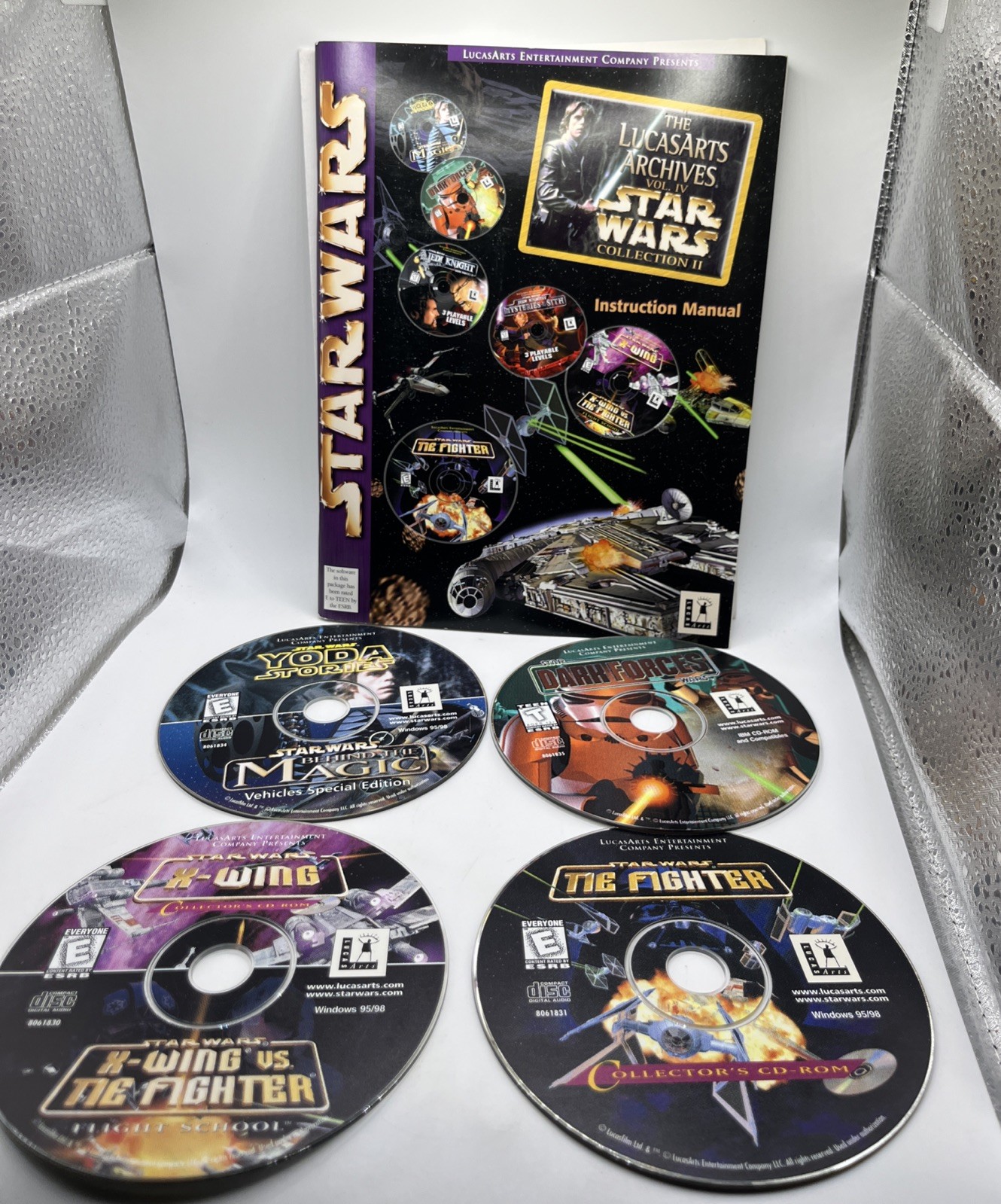 Star Wars PC CD Rom Game Lot - Dark Forces - Yoda Stories - Tie Fighter - X Wing