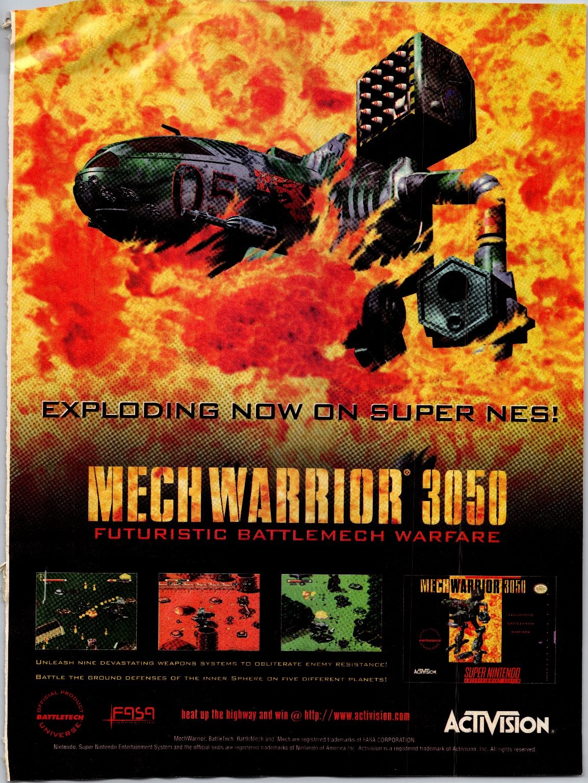Activision MechWarrior 3050 Super NES Game Ad 1994 Vintage Original Print