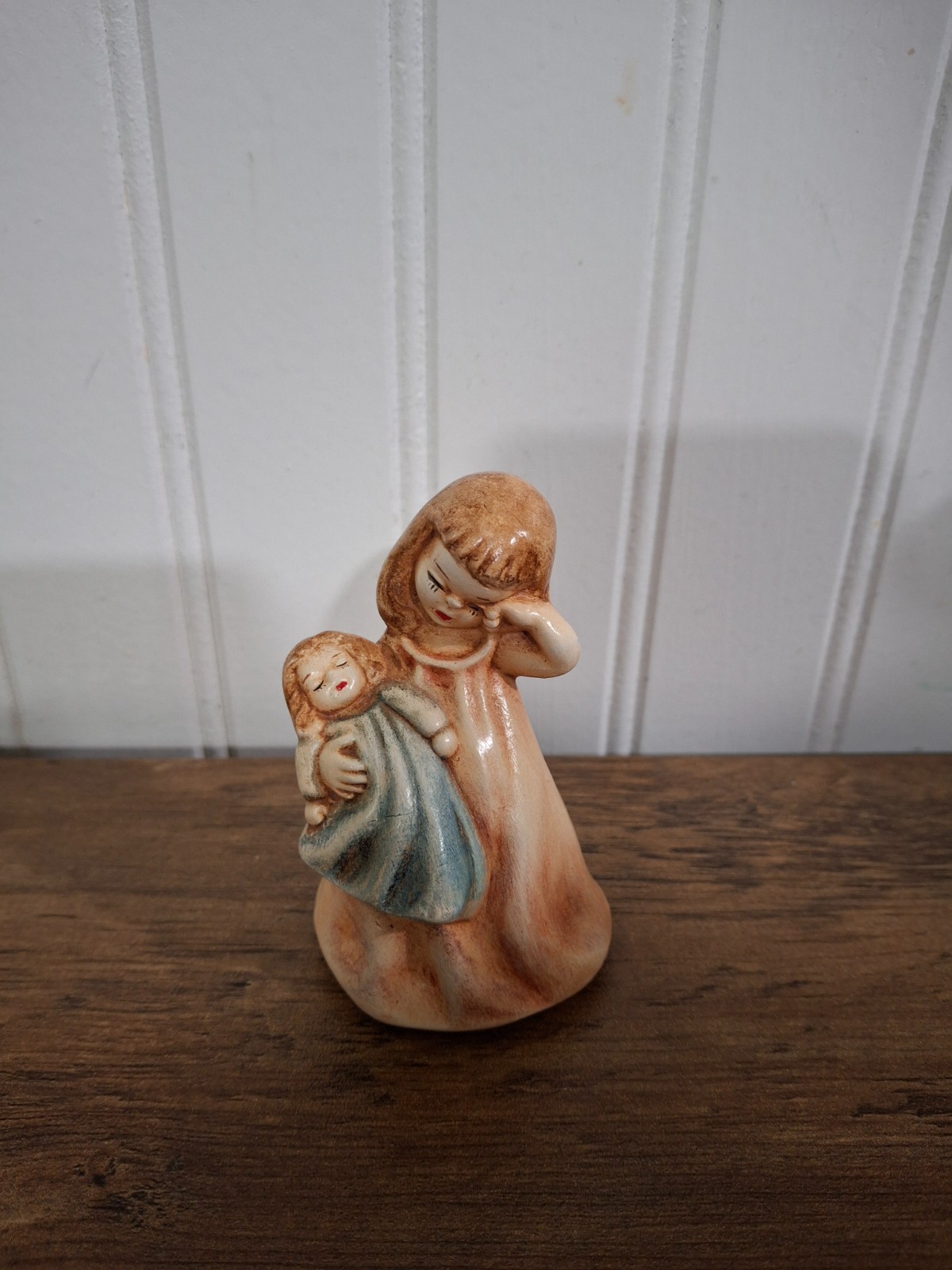 Vintage Ceramic Sleepy Little Girl Figurine Baby Doll Nursery Decor Figure