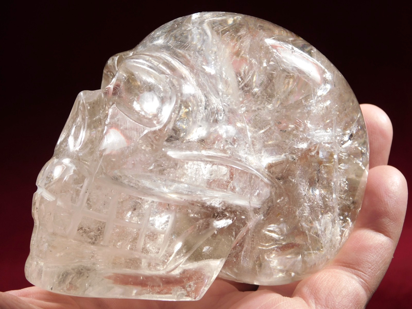 Larger Translucent AAA Quartz Crystal SKULL with Rainbows Brazil 619gr