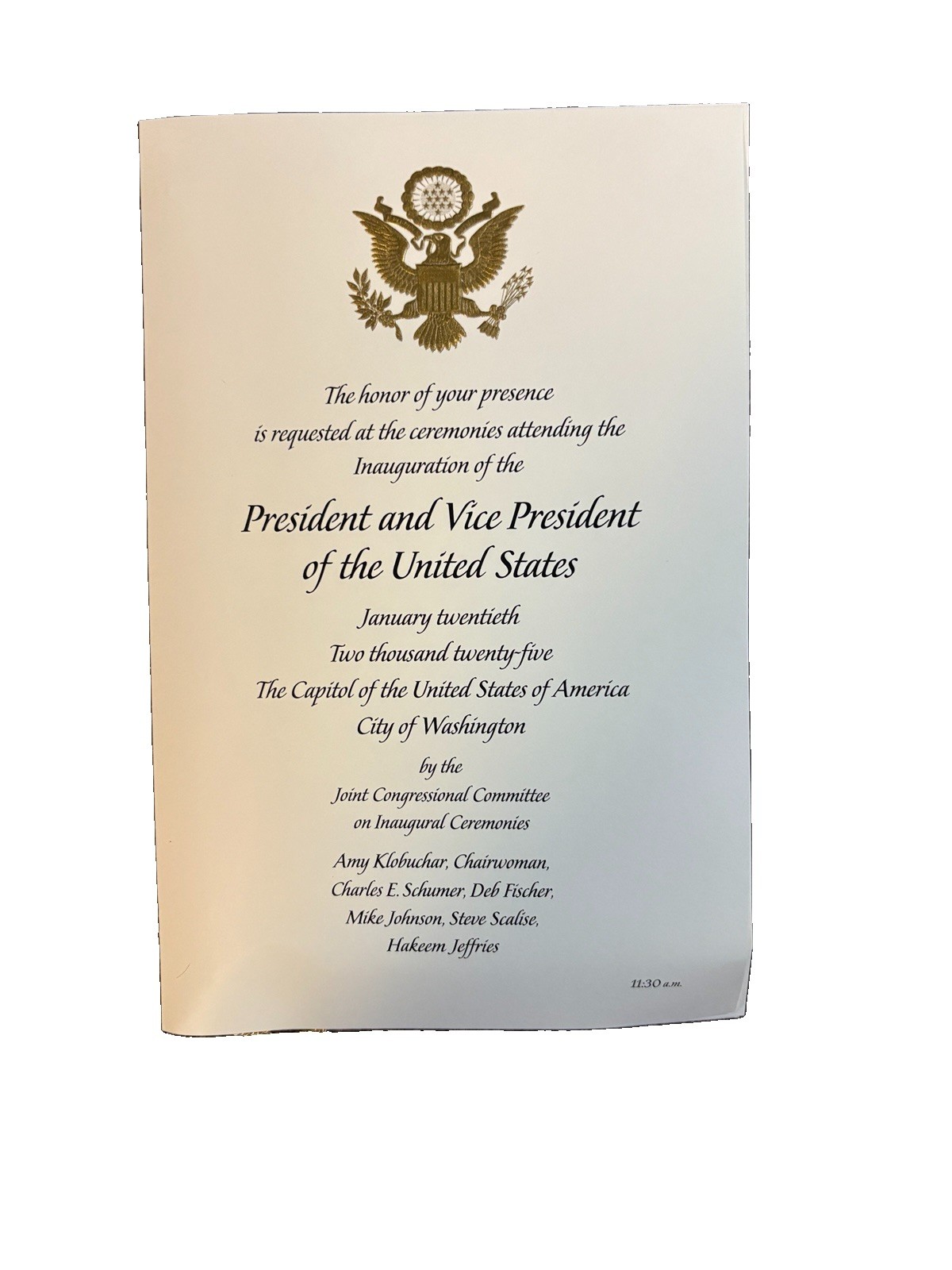 2025 United States Presidential Inaugural Ceremonies Official Program & Tickets 