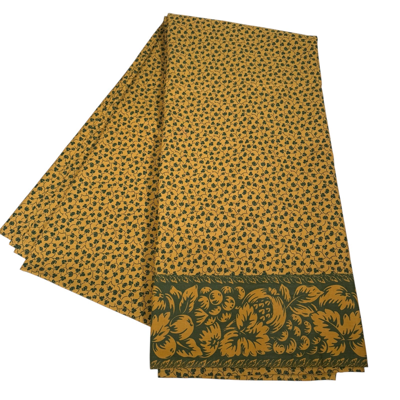 Vintage Frette Yellow Green Bohemian Retro Bedding Floral Print King Flat Sheet