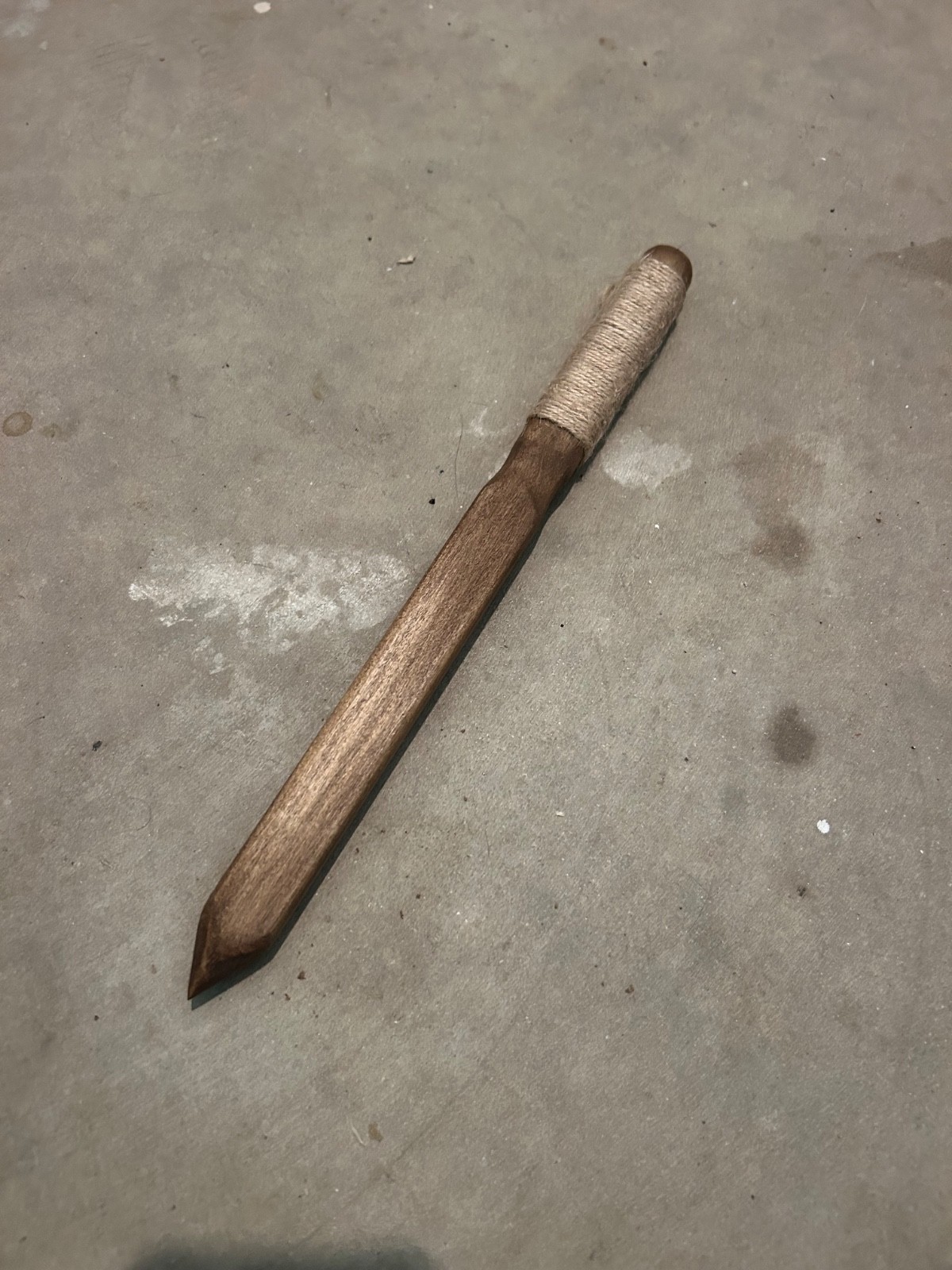 Handmade Vampire Slayer Hunter Wooden Wood Stake - Stained Poplar + Wrap - 12