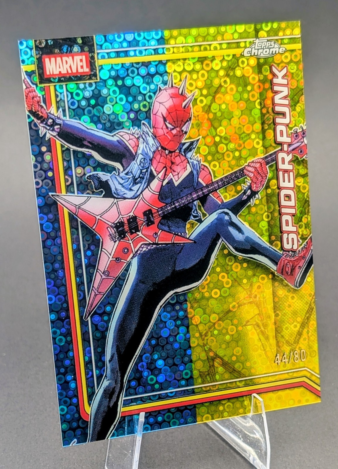2026 Topps Chrome Marvel SPIDER PUNK Dazzler\'s Rhythm Refractor /80 Card #166 SP