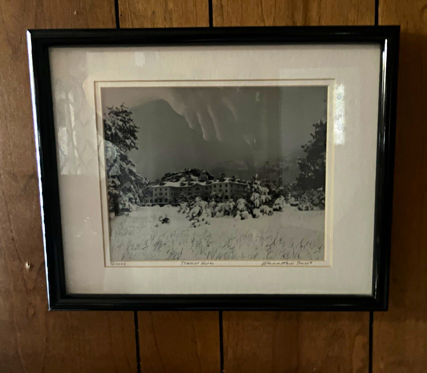 William Moses Stewart Signed B&W Framed Photo Print Stanley Hotel Winter 2000