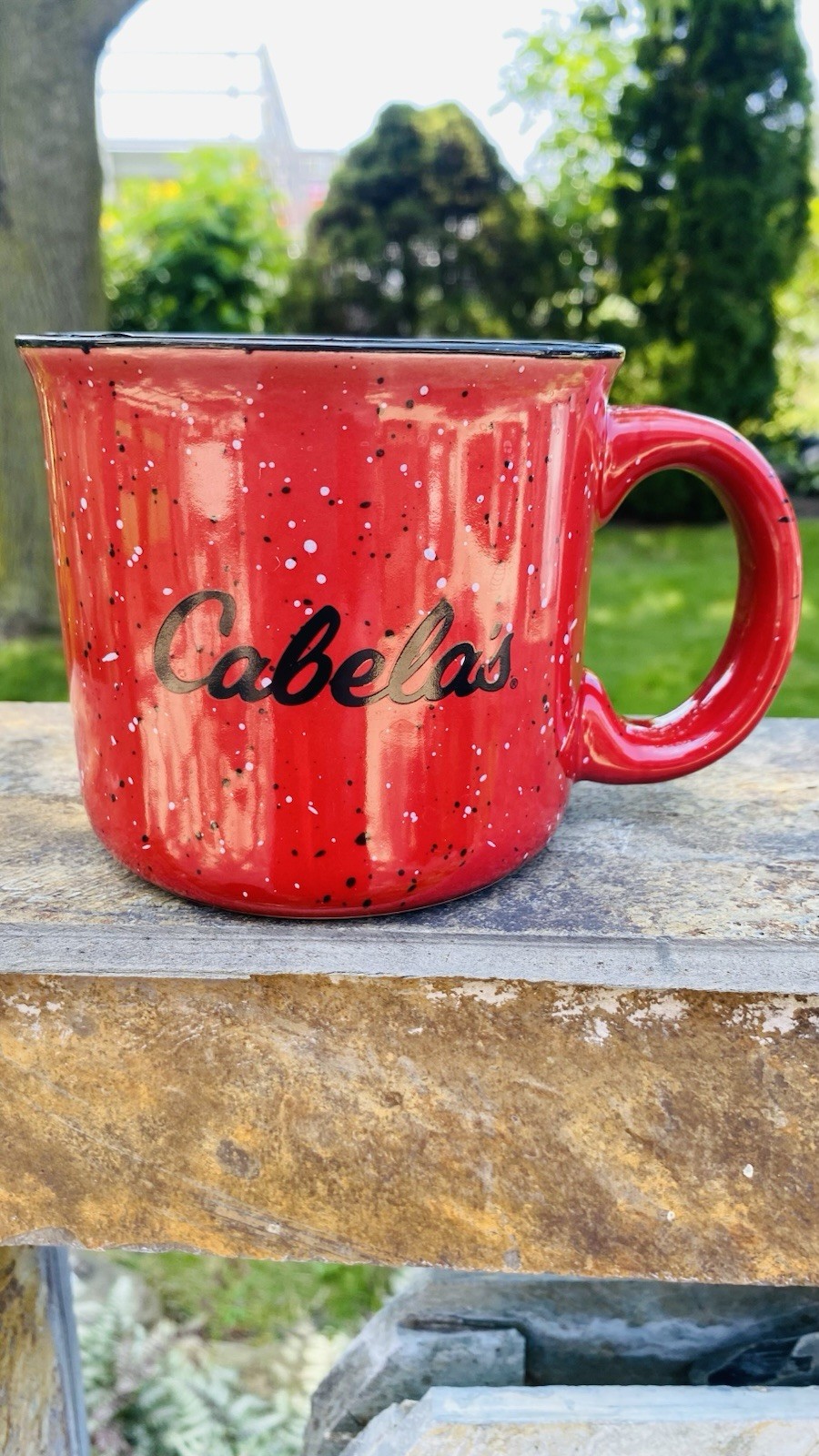Cabela’s 16 Oz Speckled Stoneware Coffee Mug Dark Red Camp Style  Ceramic Cup