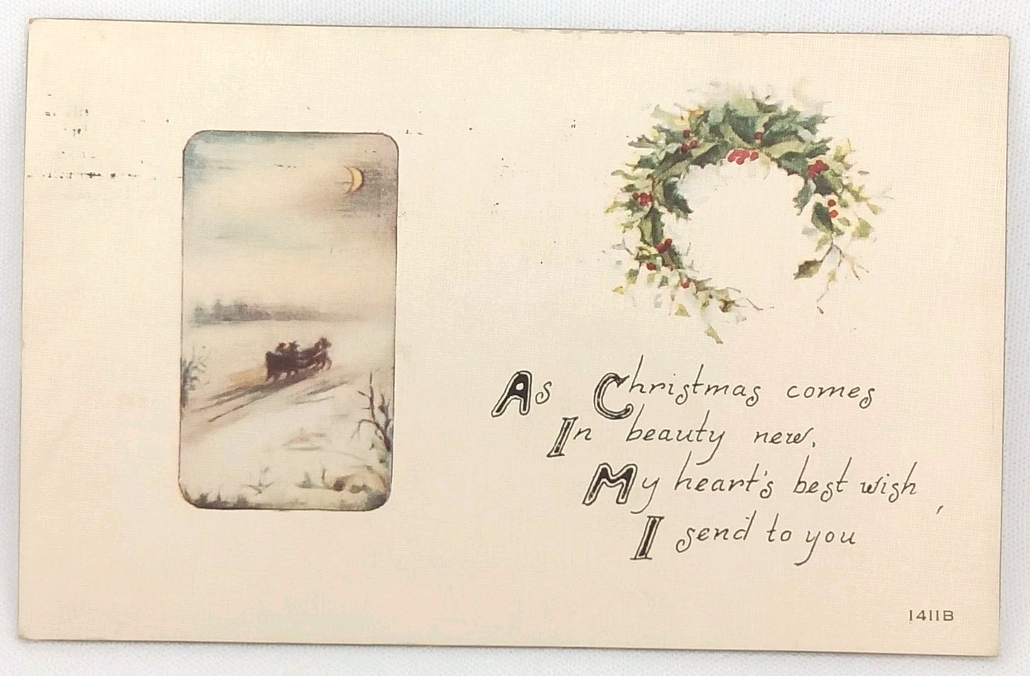F A Owen Co Christmas Postcard Series 1411B Antique 1910s Posted Jacksonville IL