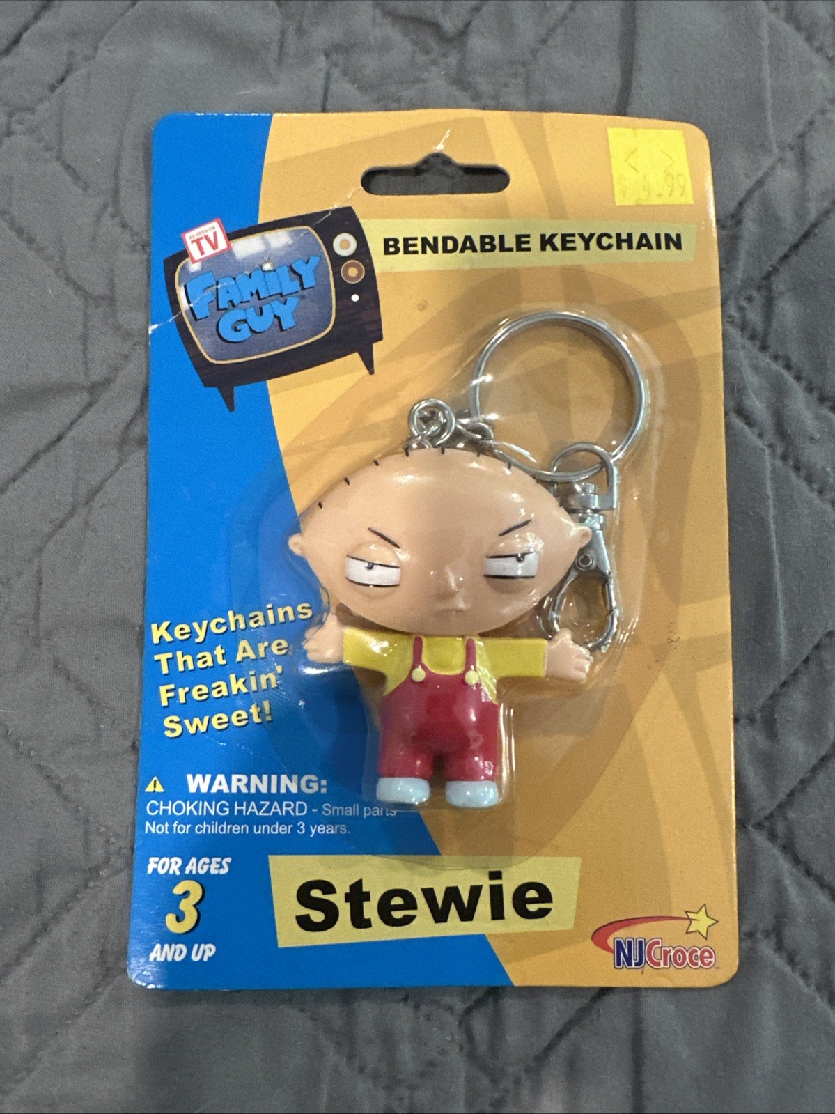Stewie Griffin Family Guy Bendable Keychain Keyring New/Sealed NJCroce 2004
