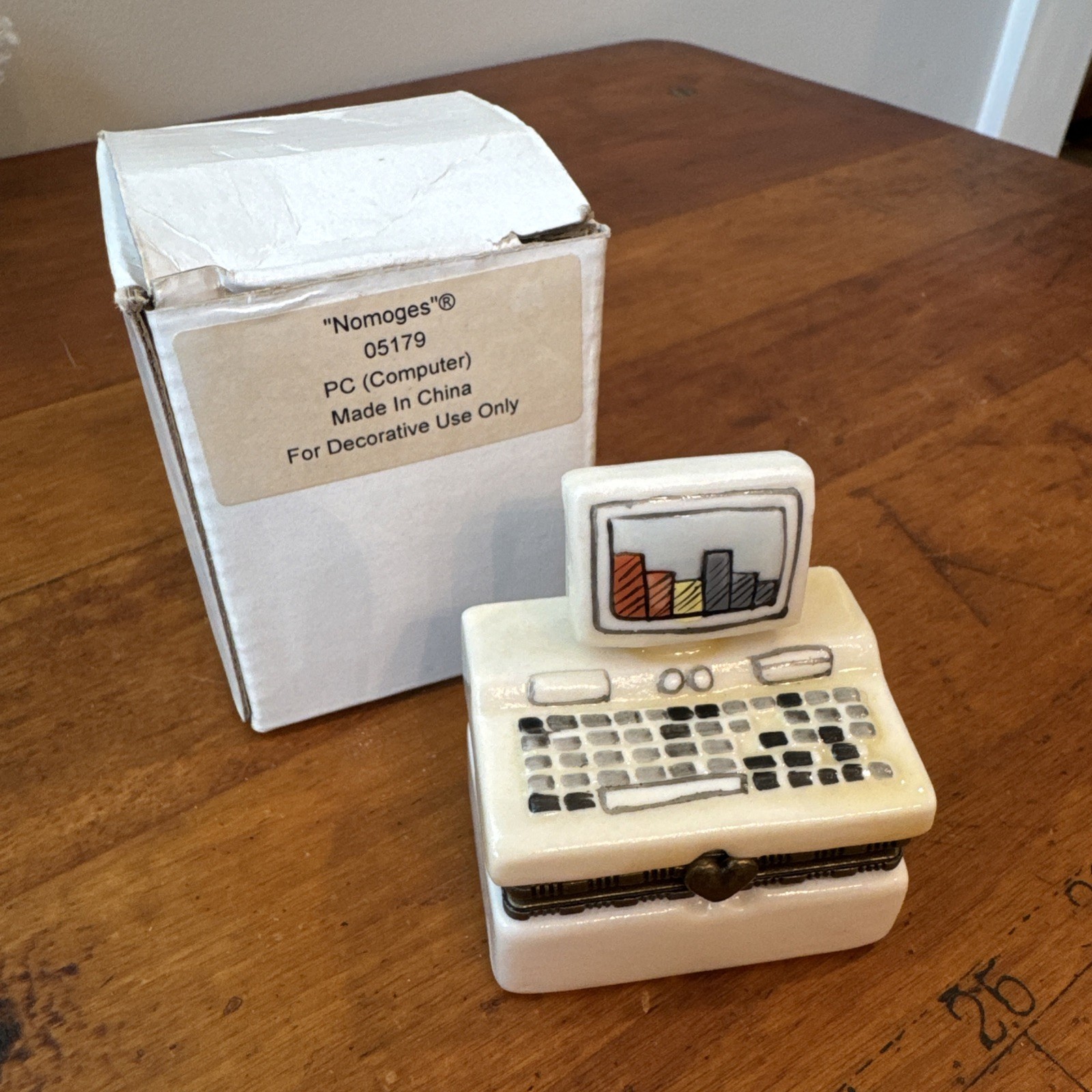 Nomoges 05179 PC Computer Porcelain Hinged Trinket Box Vintage Tech w/ Box