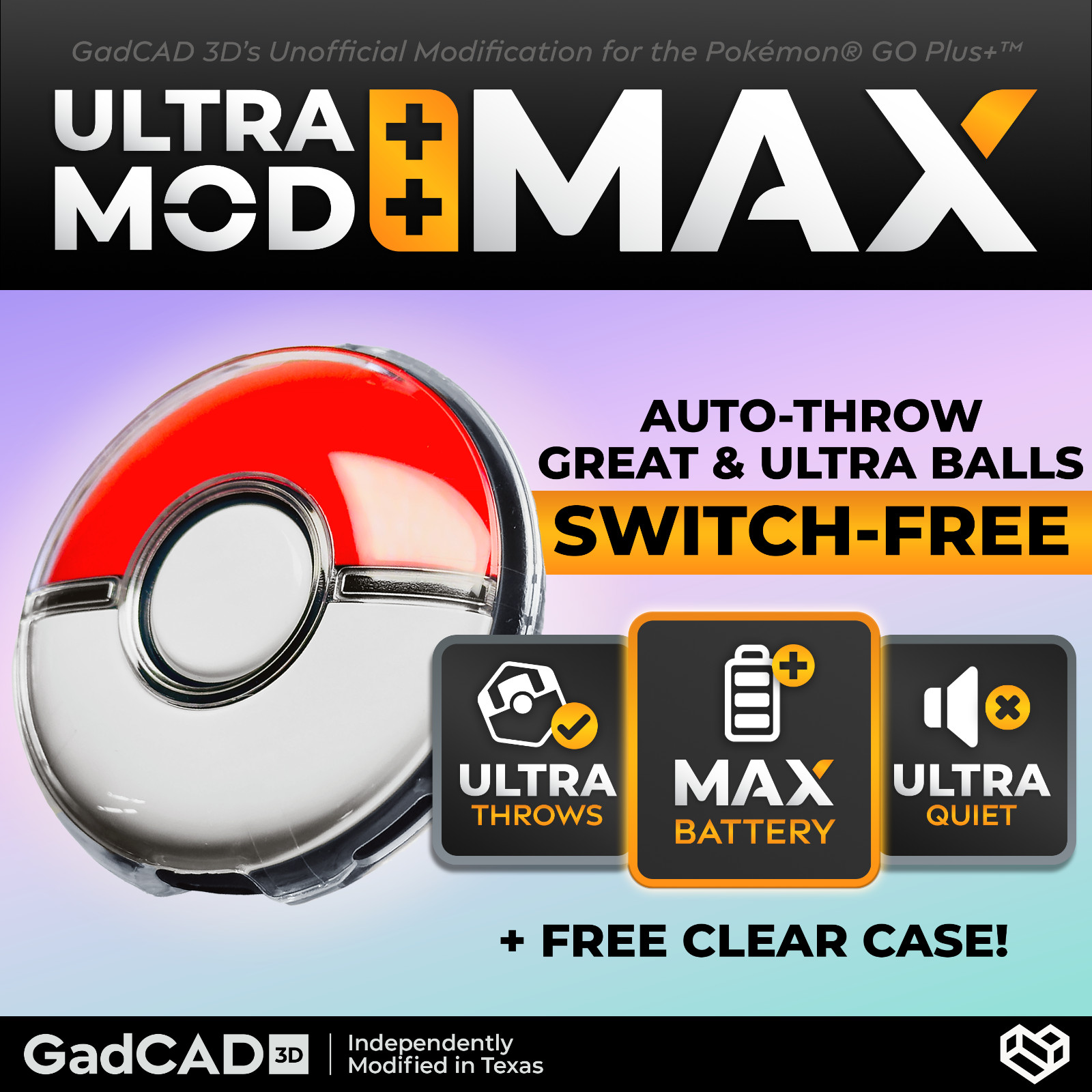 Ultra Mod: MAX - Brand-New Modified Pokémon GO Plus + Auto-catcher by GadCAD 3D
