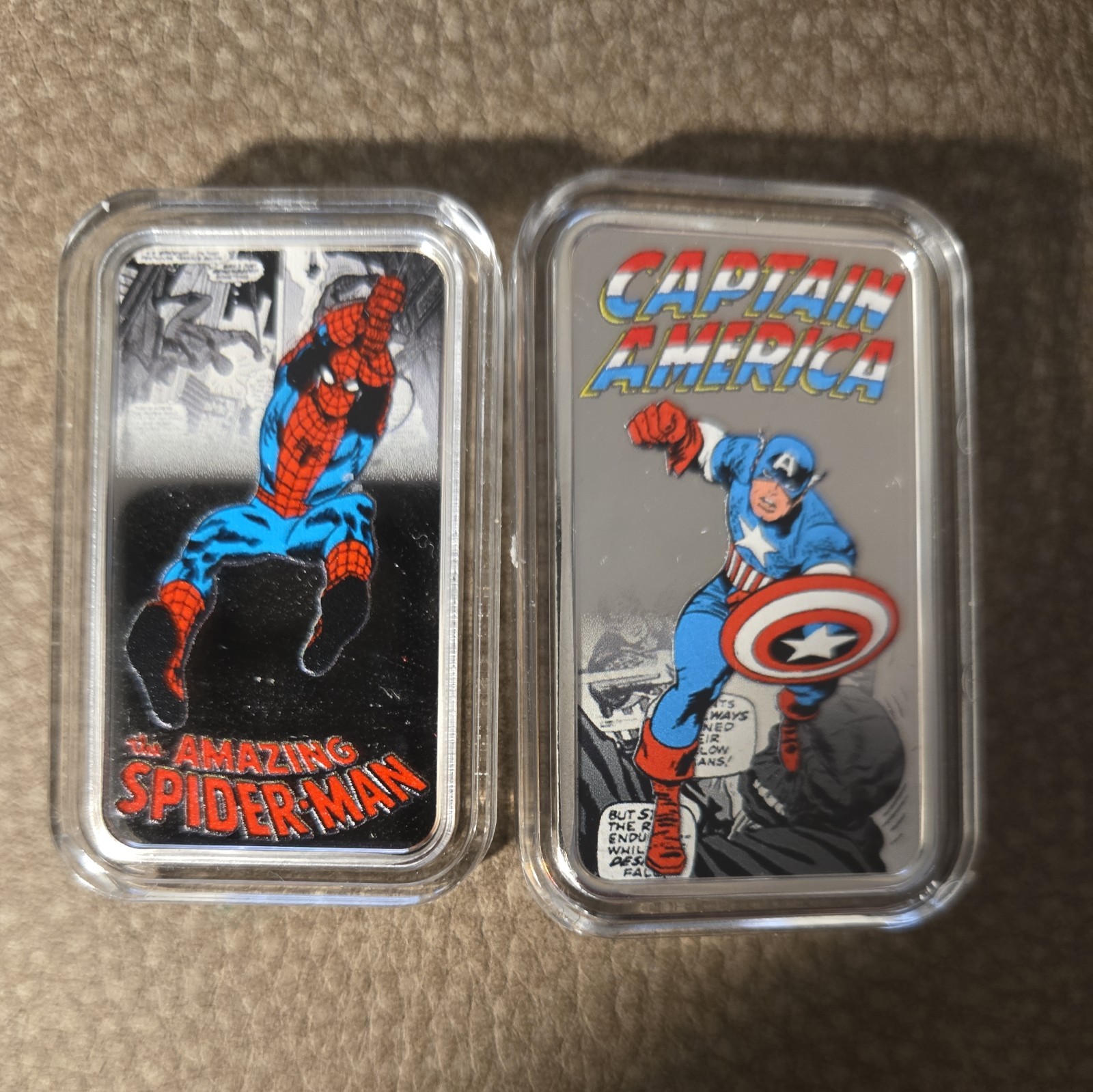 Marvel Comics Amazing Spider-Man & Capt America Silver Ingots Bradford Exchange