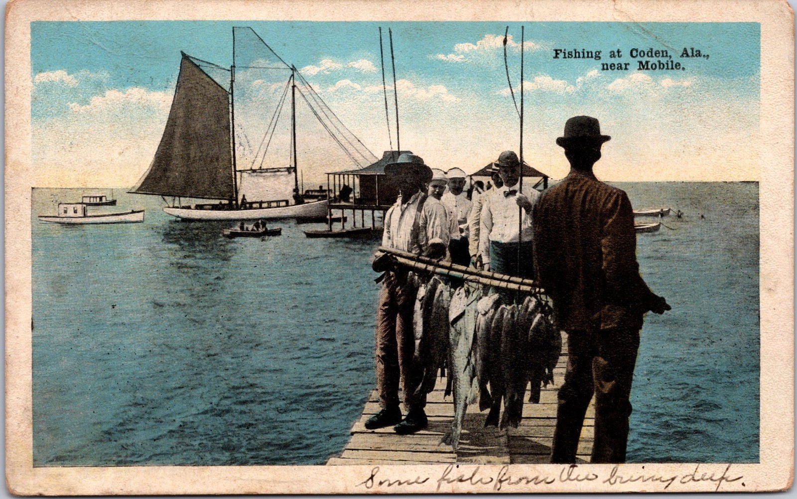 PC2581 AL Alabama Coden Fishing Dock Scene Mobile County Postcard
