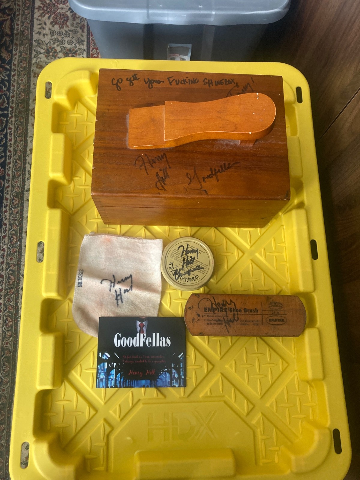 GET YOUR F---NG SHOE SHINE BOX TONMY HENRY HILL GOODFELLA WOODEN SHINE BOX COA