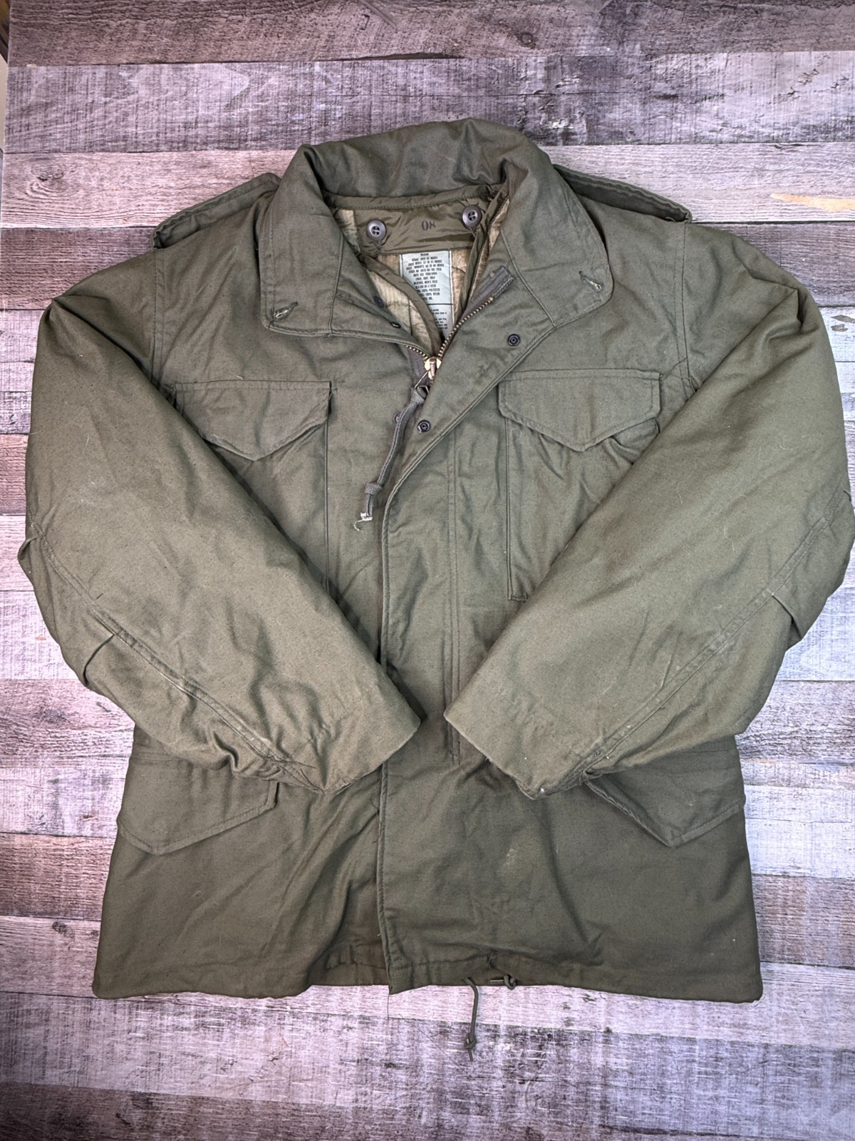 Vintage US Army M-65 Jacket Mens M Coat Cold Weather Field OG-107 70s Hood Liner