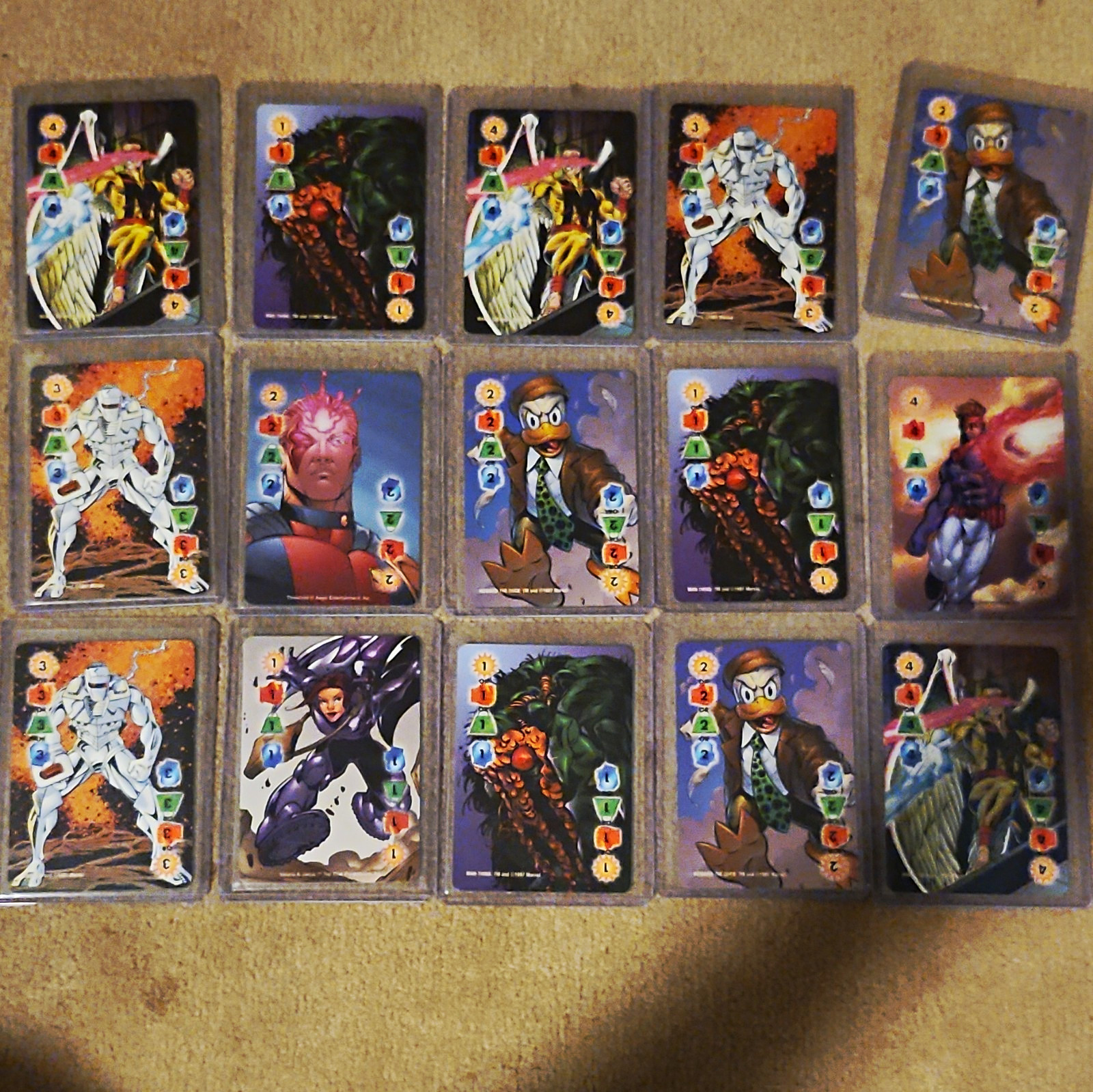 Fleer Marvel OverPower Trading Card Lot of 12 - Archangel, Bishop, Howard Duck