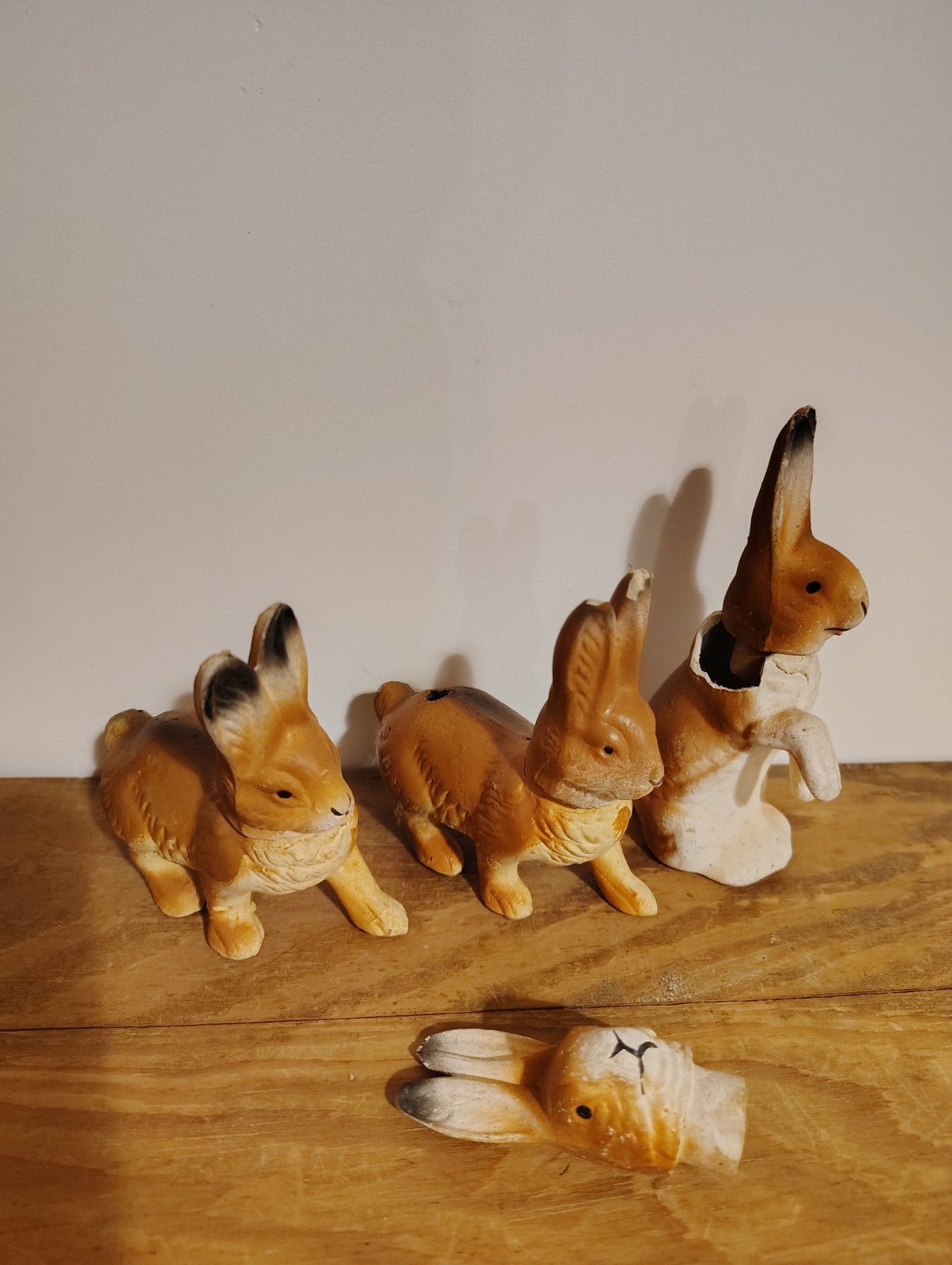 Antique German Paper Mache Easter Bunny Candy Containers Lot 1940\'s