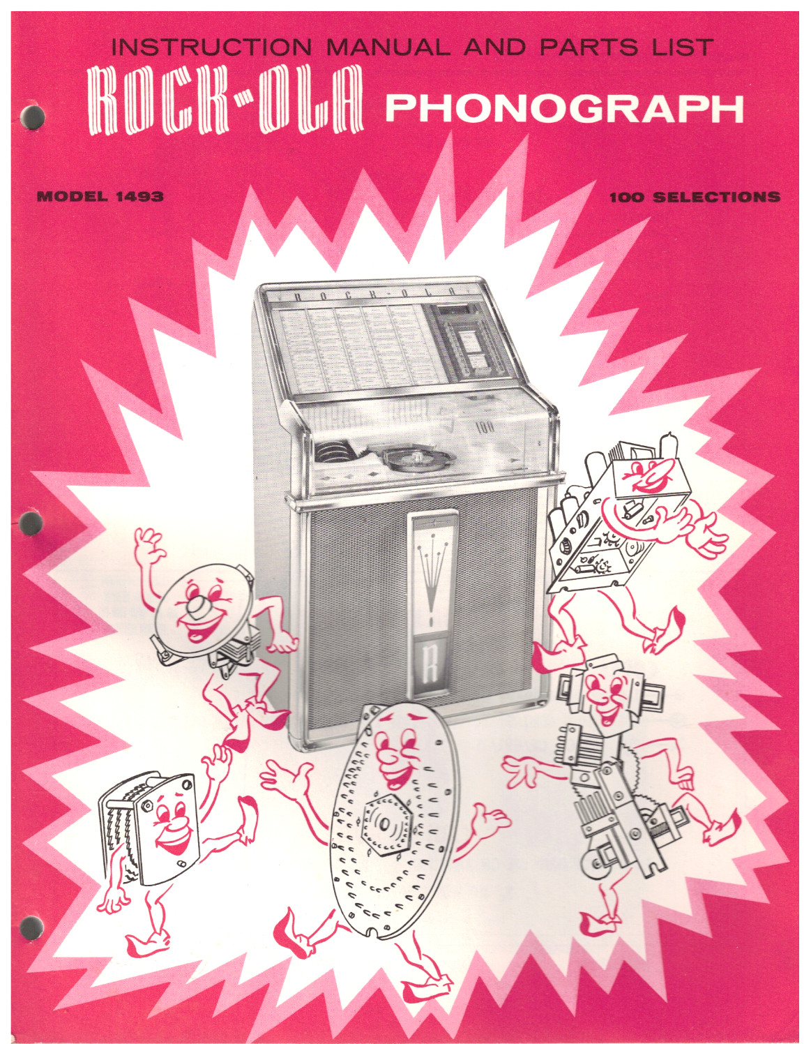 VTG ORIGINAL 1962 ROCK-OLA PHONOGRAPH INSTRUCTION MANUAL & PARTS LIST~1493+BONUS