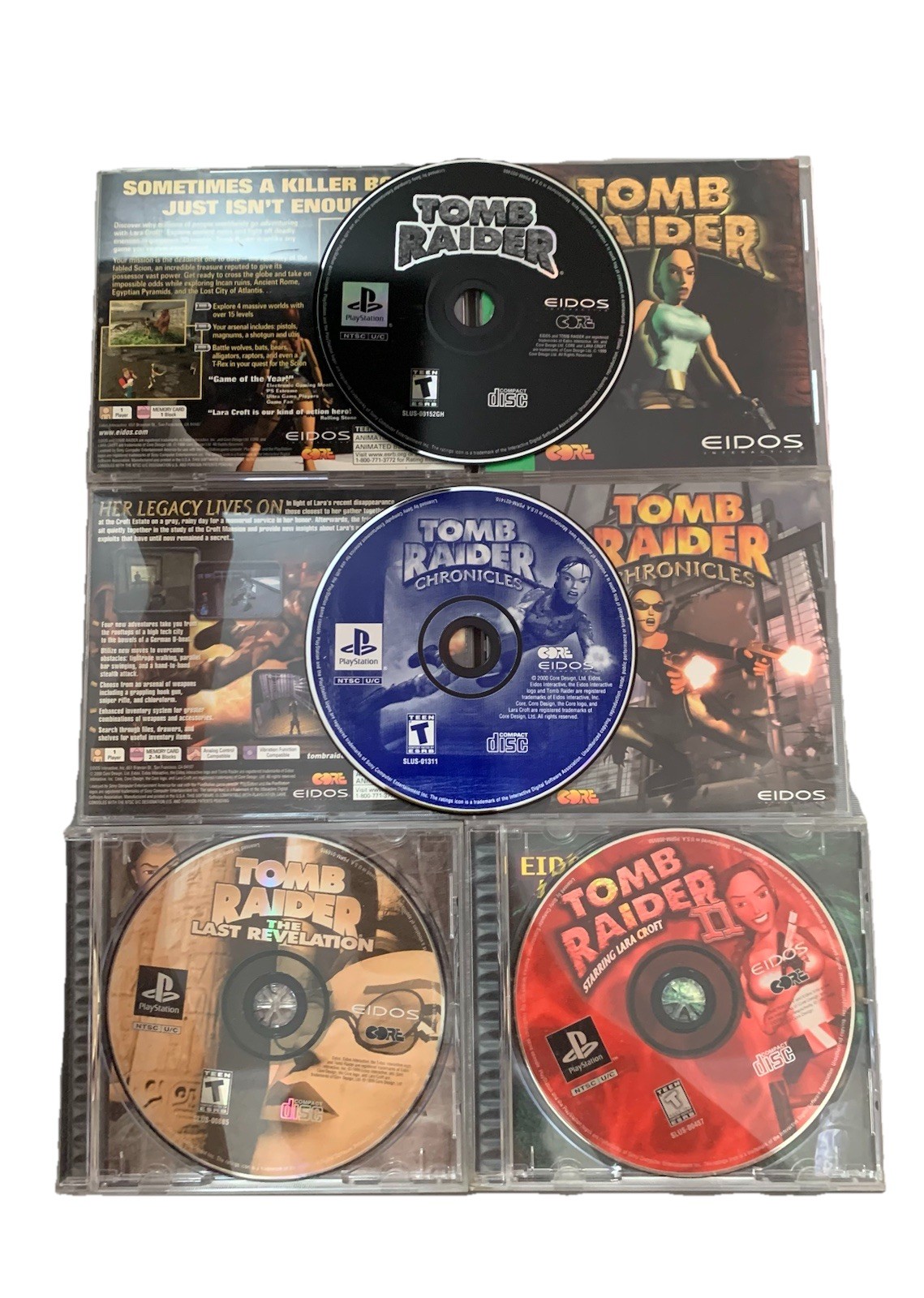 Tomb Raider 1, 3, Chronicles, The Last Revelation (Playstation 1 PS1) LOT OF 4