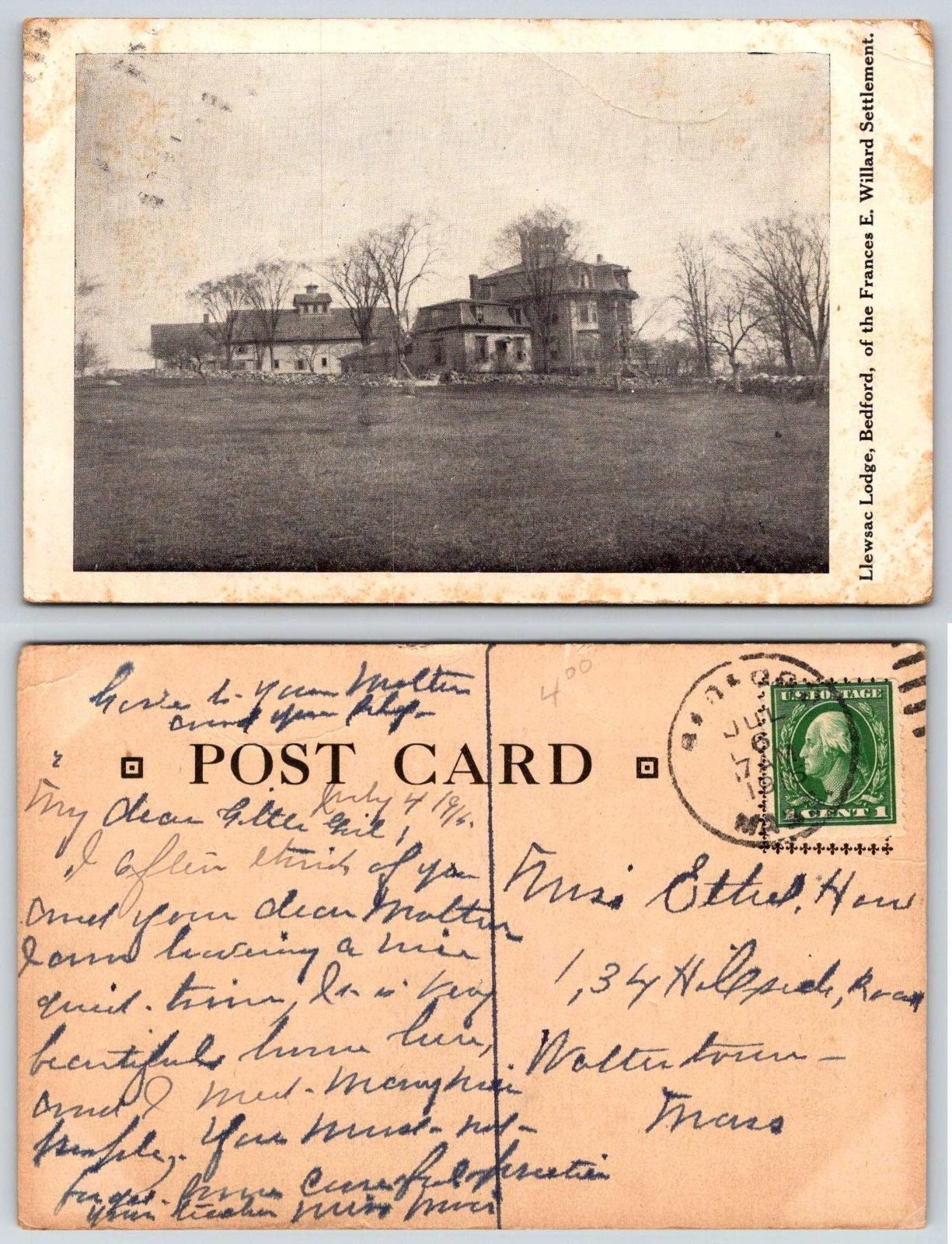 Bedford Pennsylvania Llewsac Lodge Frances E Willard Settlement Postcard BG471