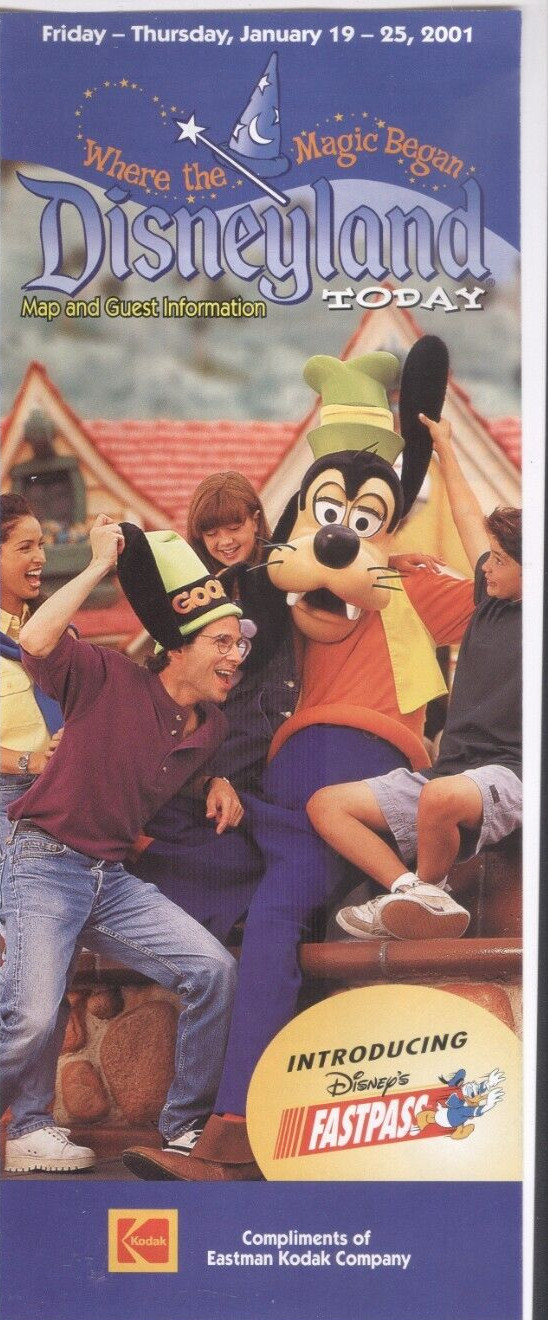 2001 Disneyland Today Map & Guest Information Brochure January 19-25