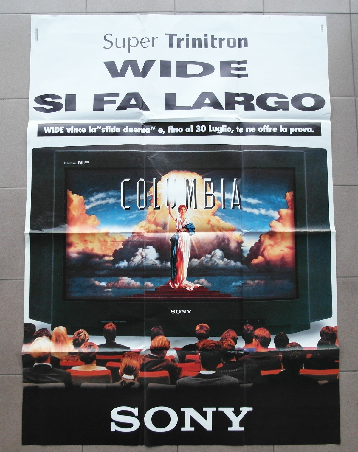 SONY TRINITRON WIDE Original 1994 Poster Columbia Manifesto Game Room Promo