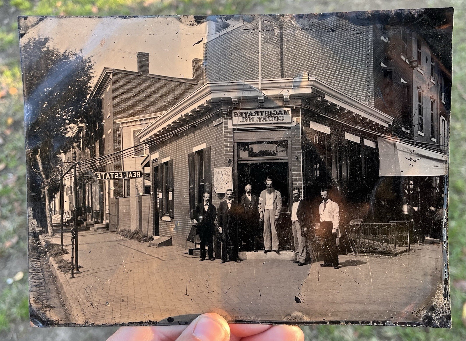 Antique 1800s Magistrates Court Real Estate Agent Full Plate Tintype Photo