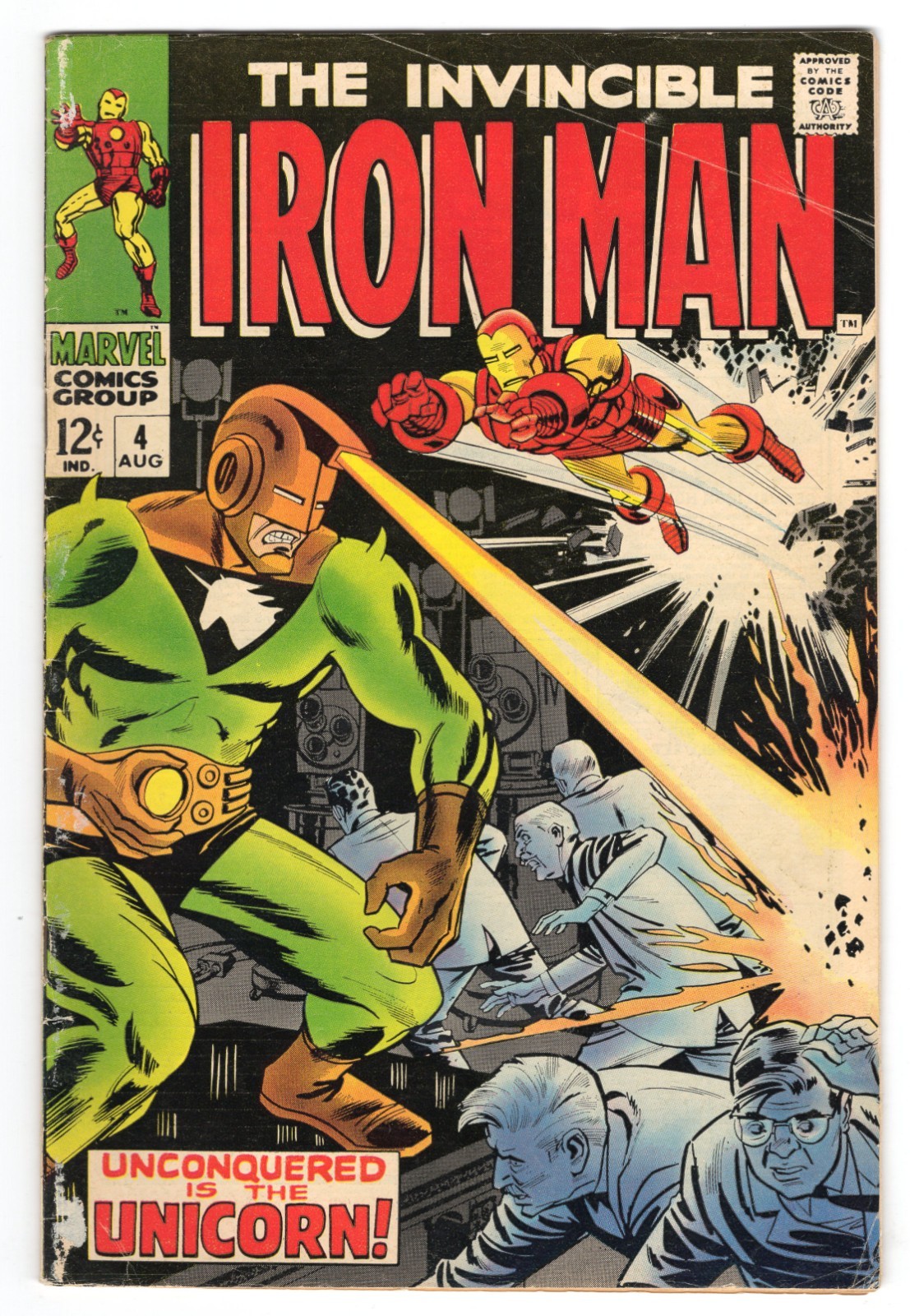 Iron Man 4 1968 Marvel Comics VG+ 4.5 Unicorn Happy Hogan Pepper Potts