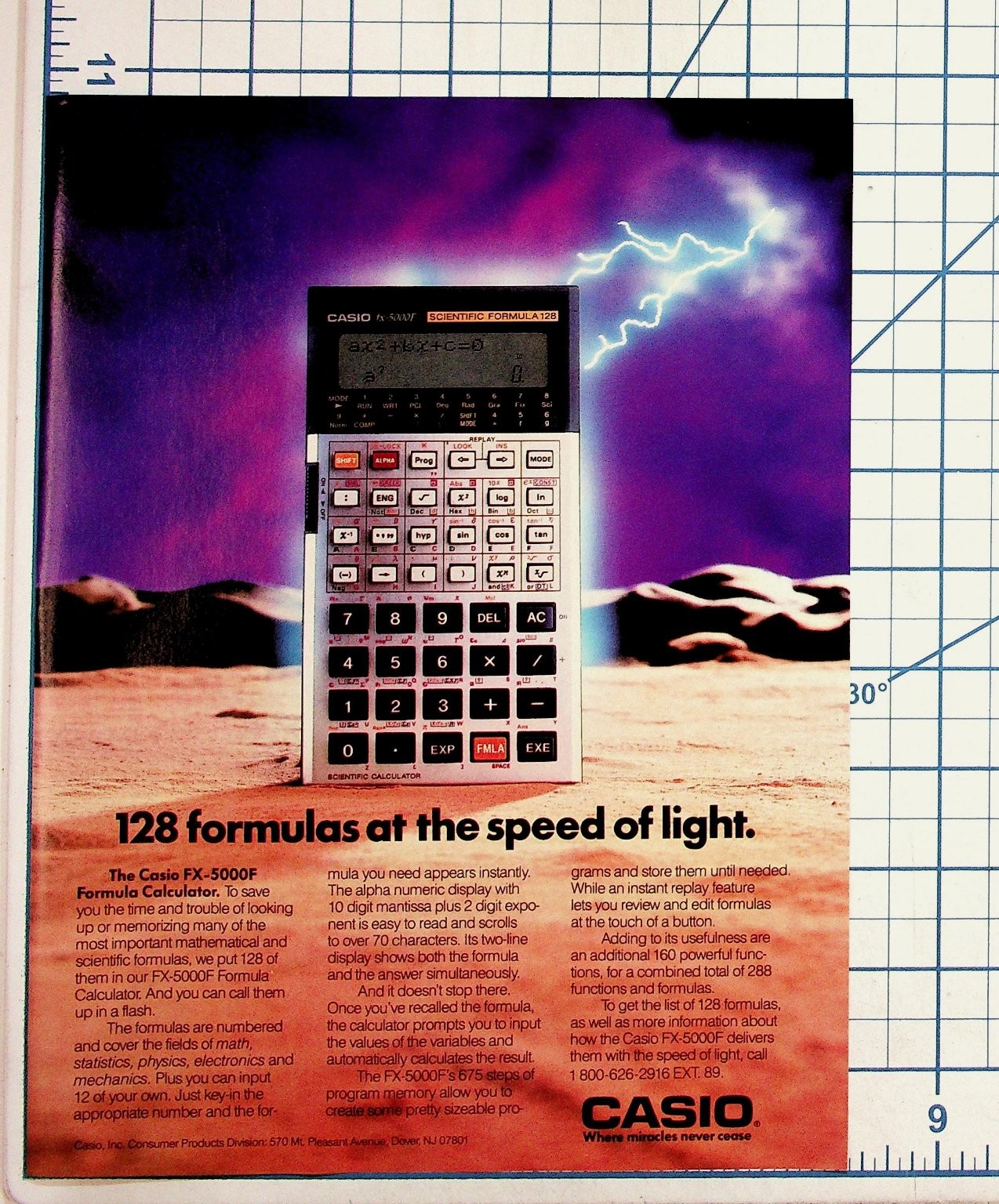 Casio FX-5000F Scientific Formula Calculator Vintage 80s Magazine Ad Ephemera