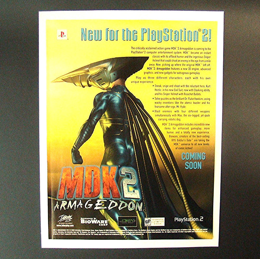 2000 MDK2 Video Game Print Advertisement Poster Sega Dreamcast Sony PS2 Ad 00s