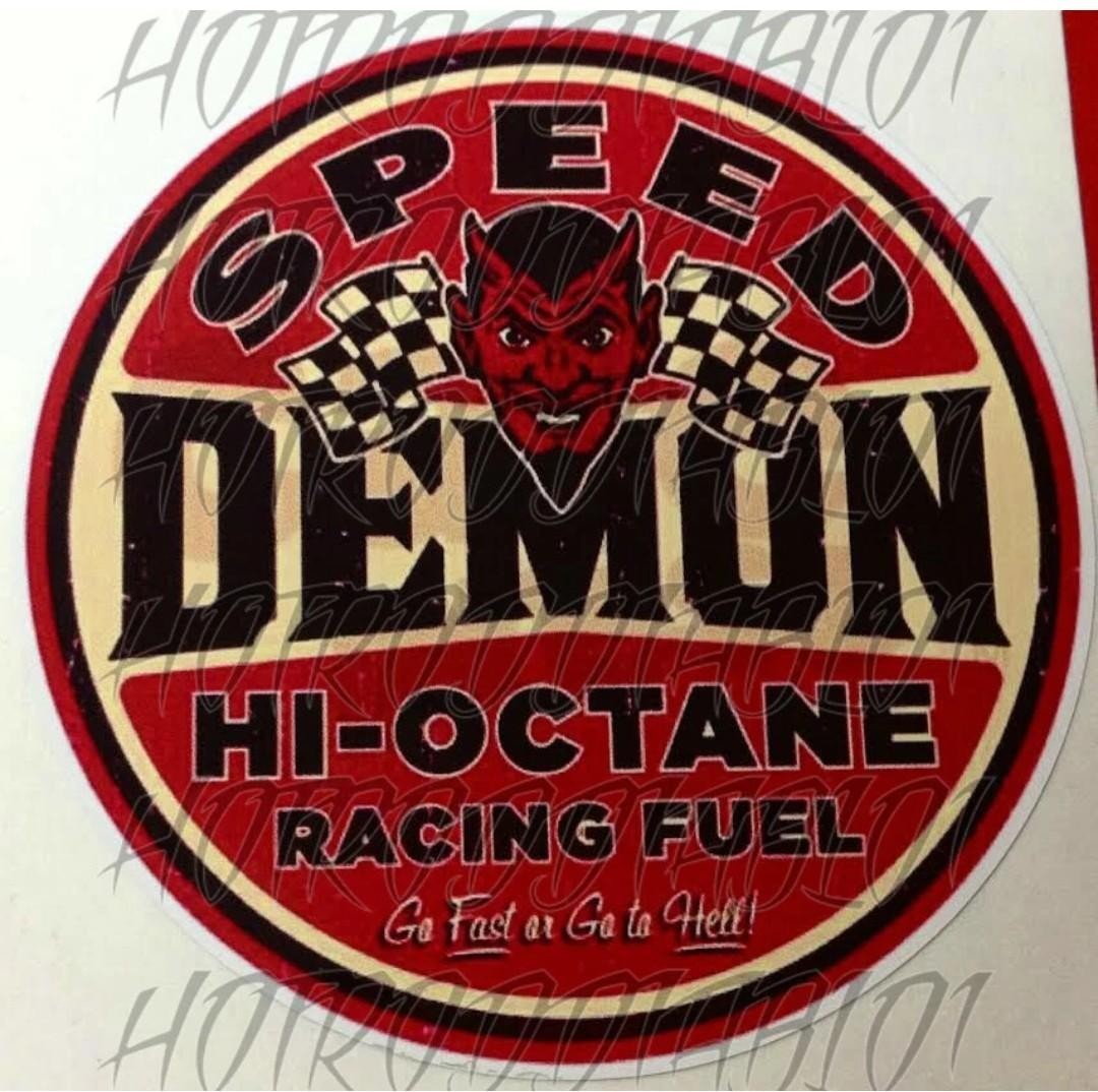 2- SPEED DEMON  HOT ROD RAT FINK BIKER MOTORCYCLES TOOLS STICKERS  4in.