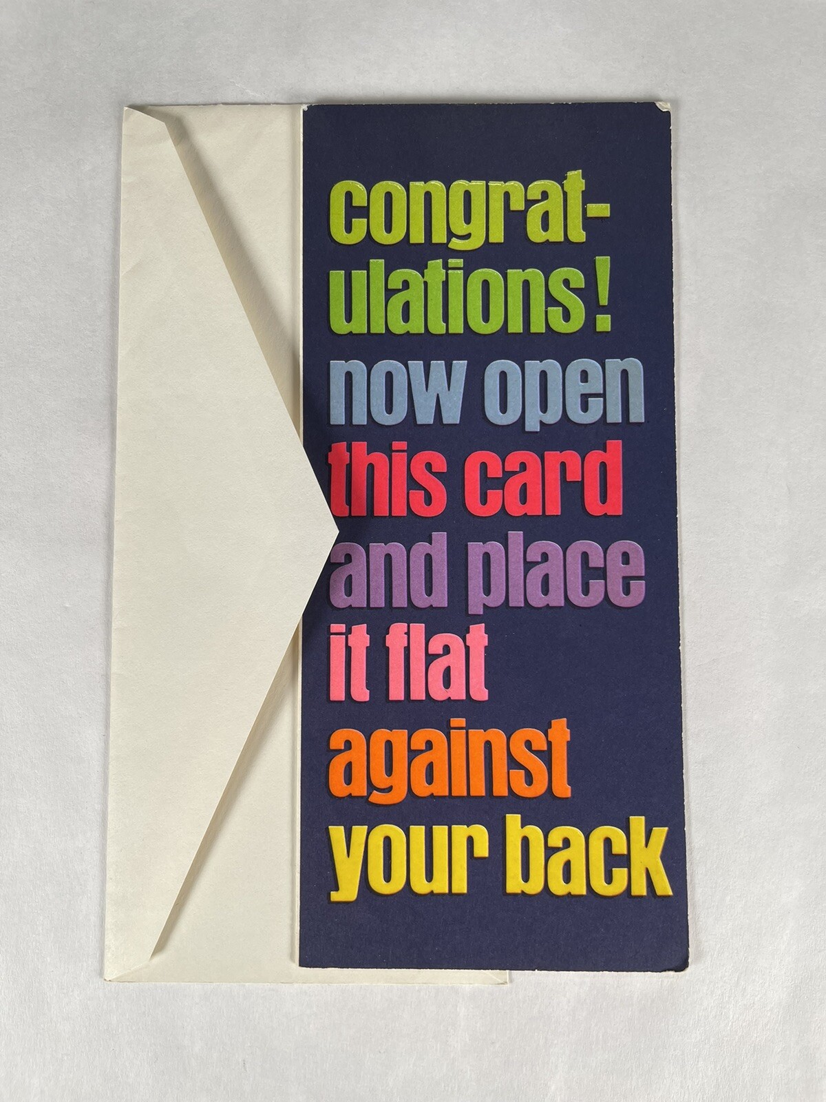 Vintage Congratulations Open Card Place Against Your Back Card 9x4\