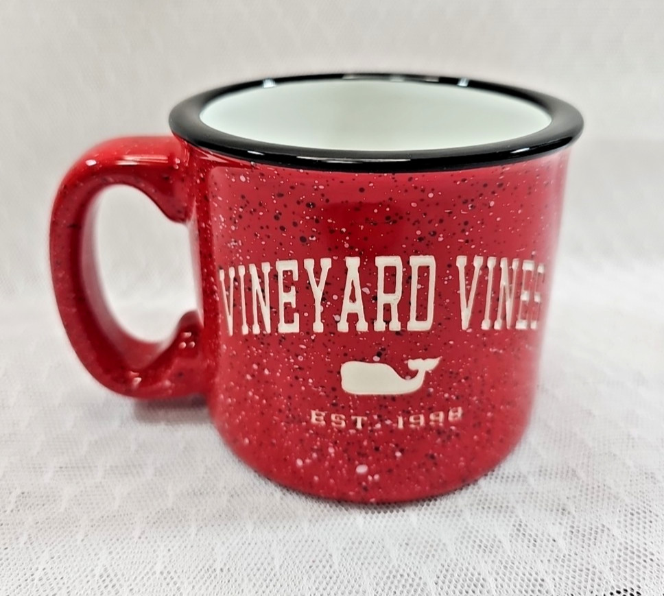 Vineyard Vines Speckle Ceramic Mug in “Campfire” Red NEW w/Tag Whale Logo 15 oz