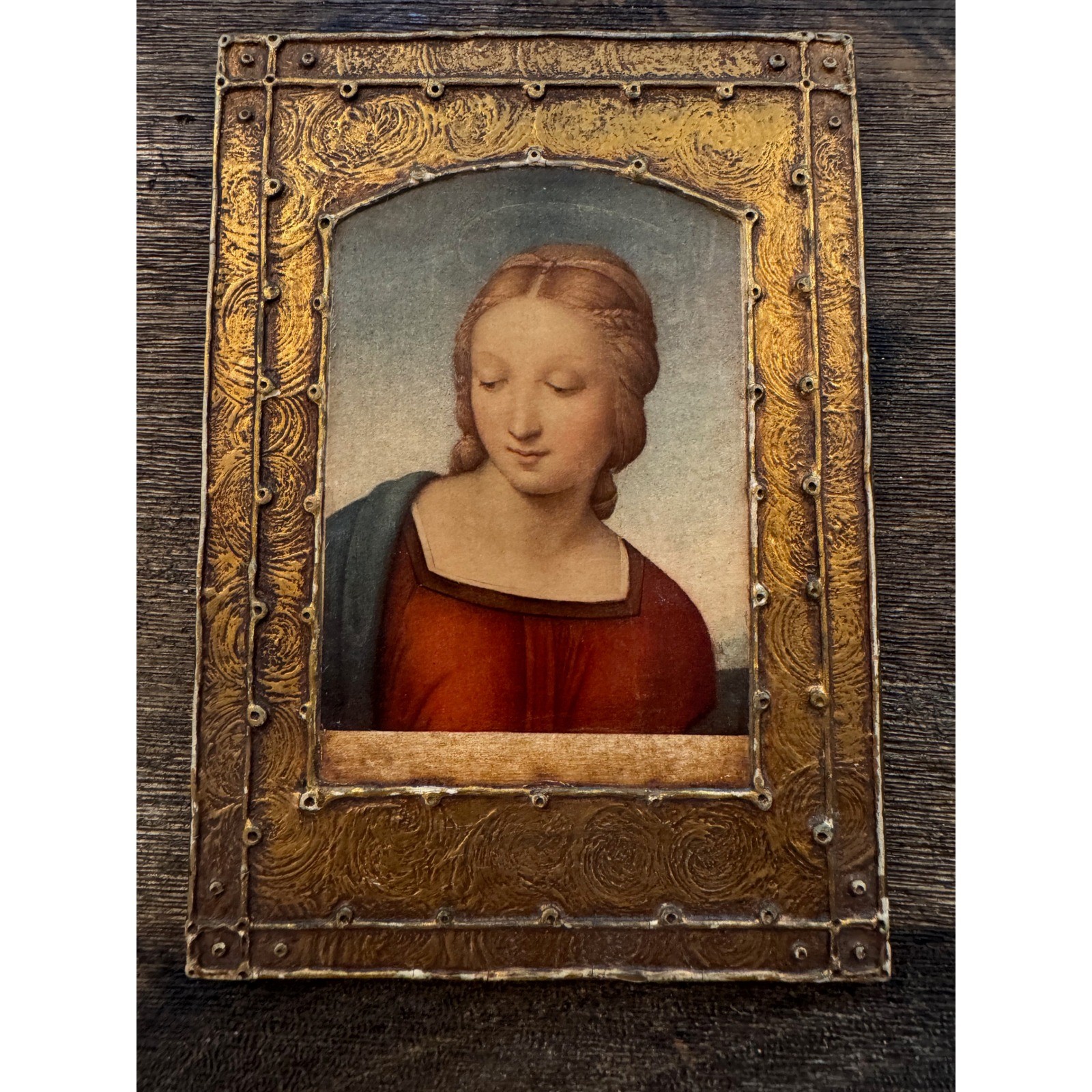 Vintage Guild Studios Raphael Portrait Plaque B.M. Rieppel Florentine Gold Frame