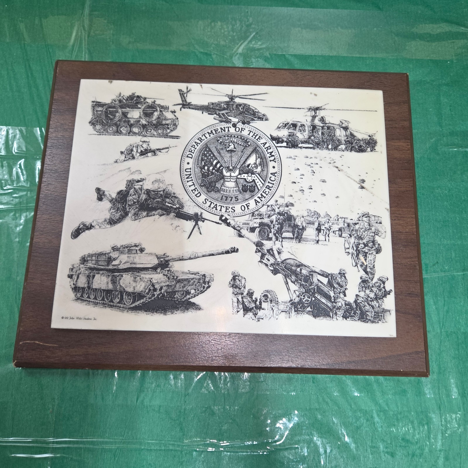 John Wills Studios US Army Cultured Marble Military Plaque 1999 Made USA
