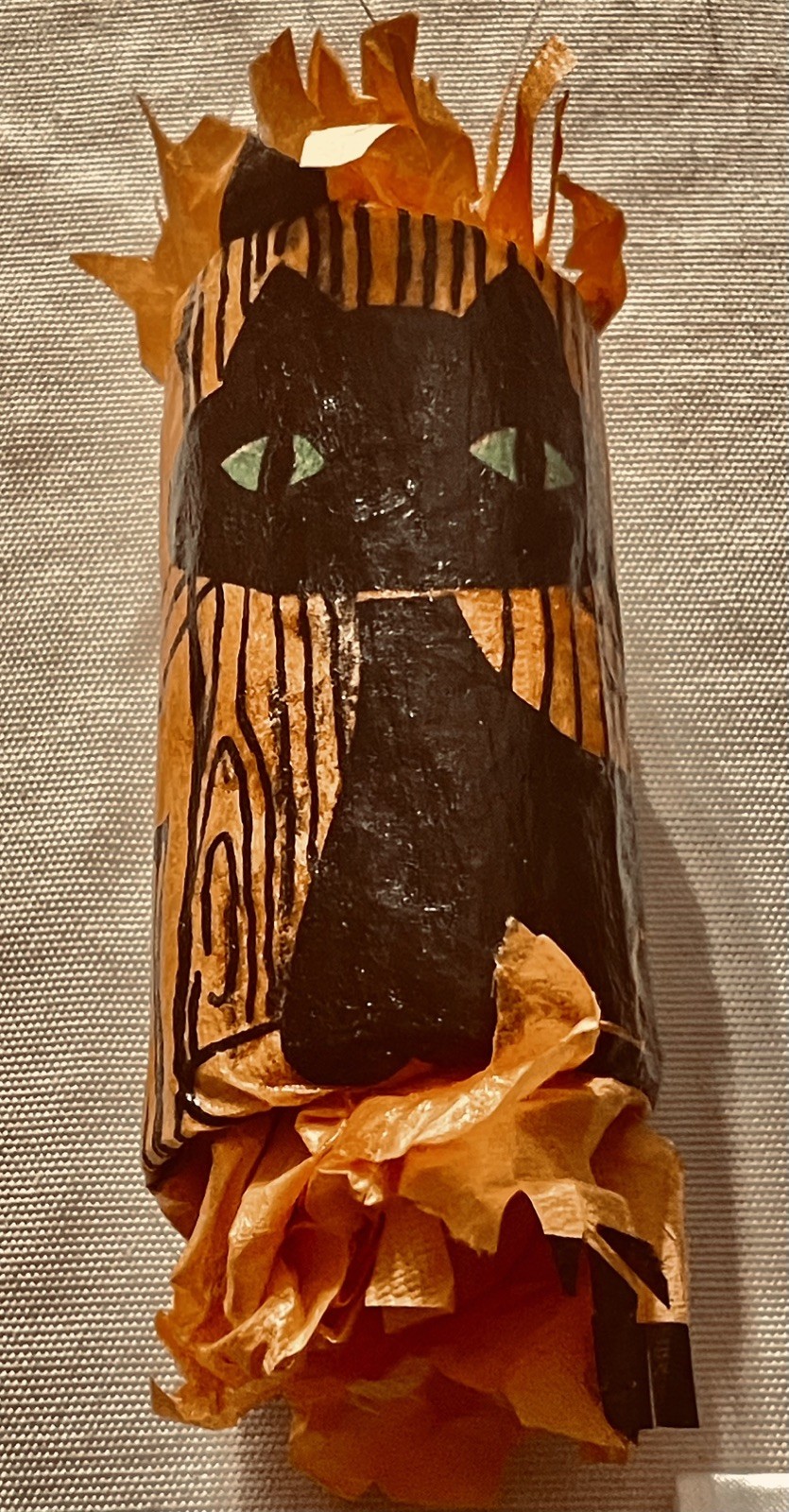 Rare 1 vintage Black Cat Green Eyes Halloween Crepe Paper Party Favor W/prizes 