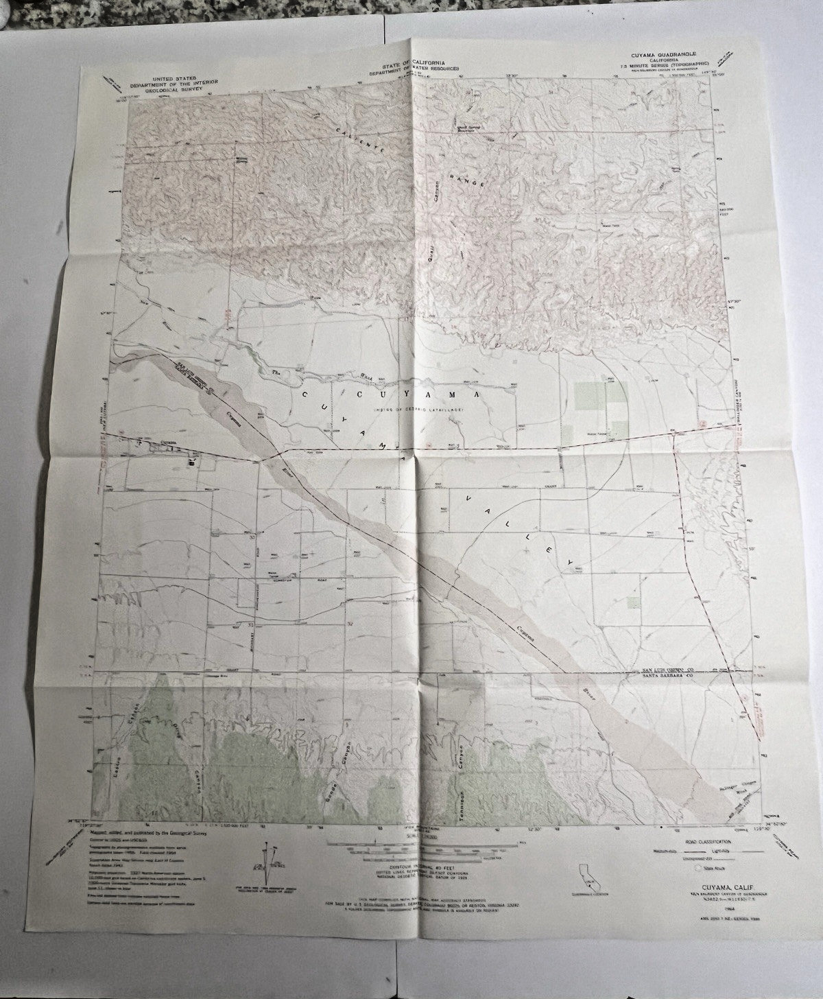 Vintage 1964 Topographic Topo Map Cuyama CA US Geological Survey