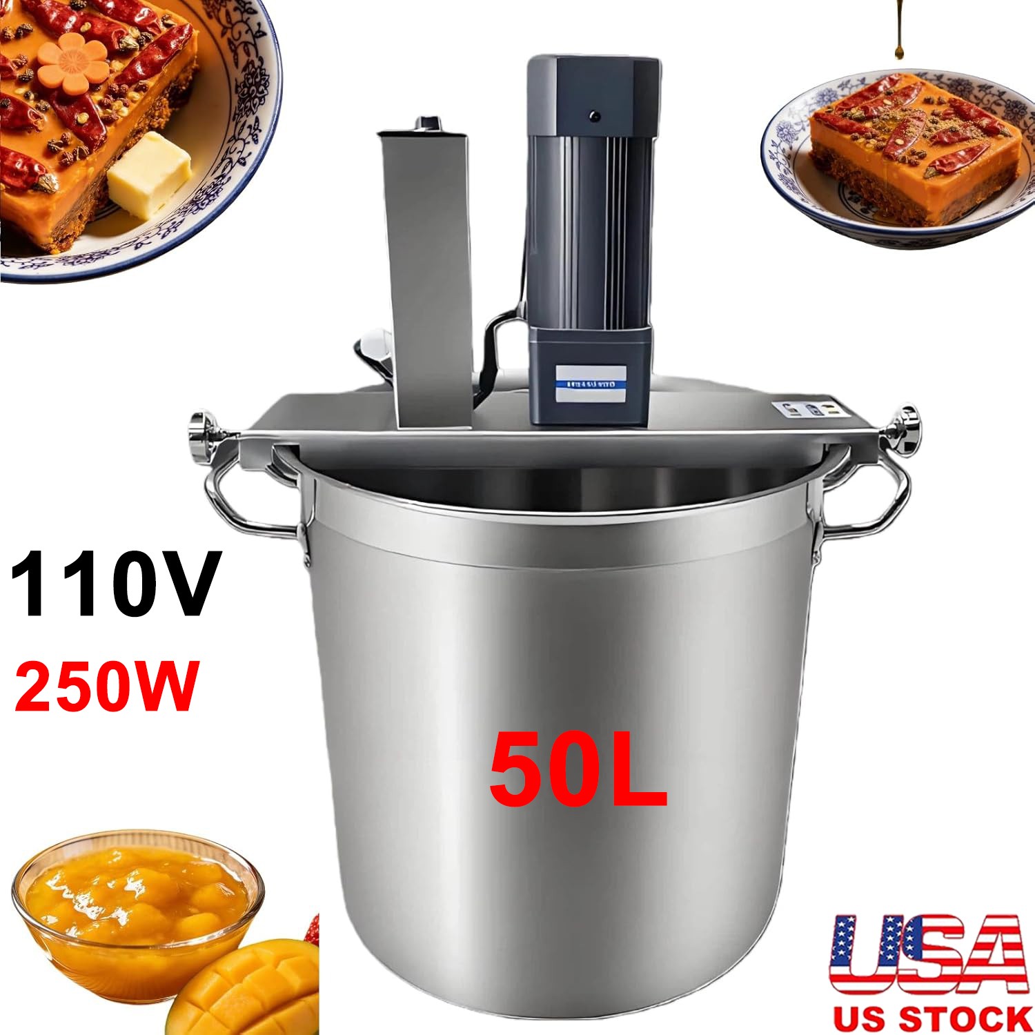 250W Automatic Food Mixer 110V Hot Pot Bottom Soup Stirrer Cooking Machine 15.7