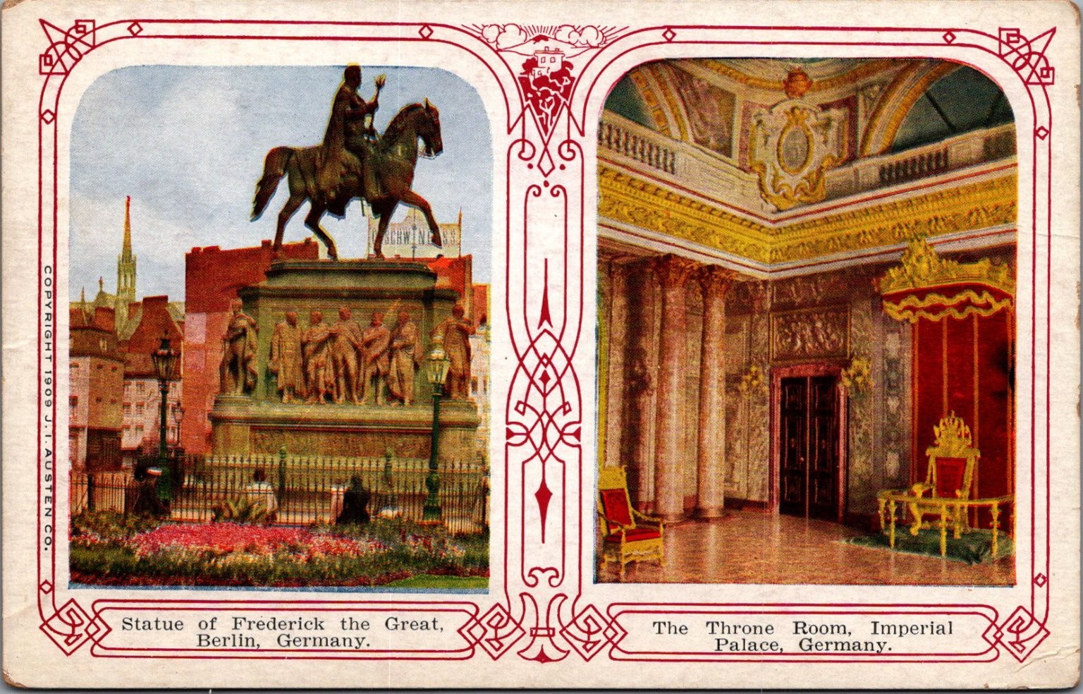 1905 Berlin Germany Postcard - Frederick the Great & Imperial Throne Room
