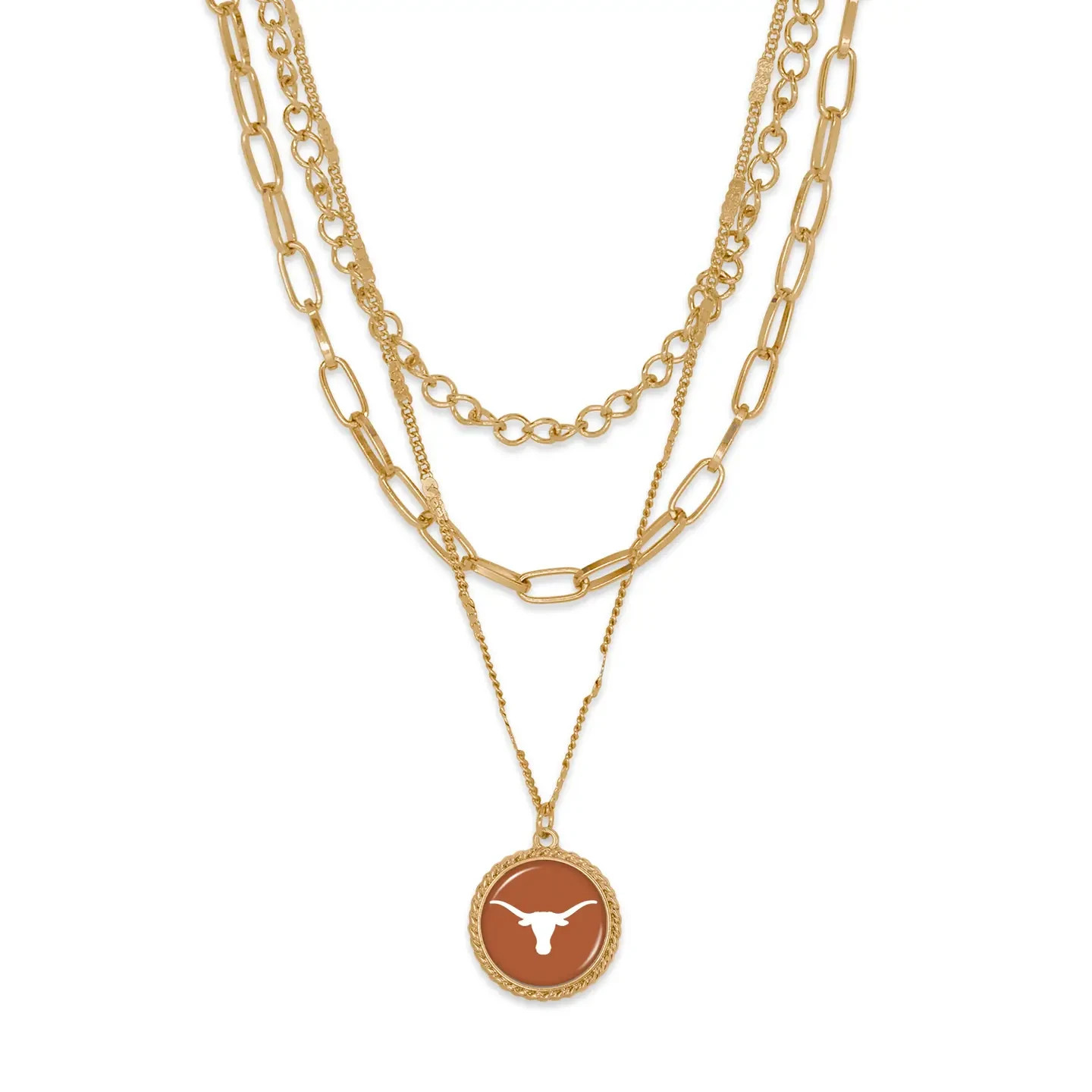 Texas Longhorns, Licensed Emblem Sydney Necklace, 18K gold plated