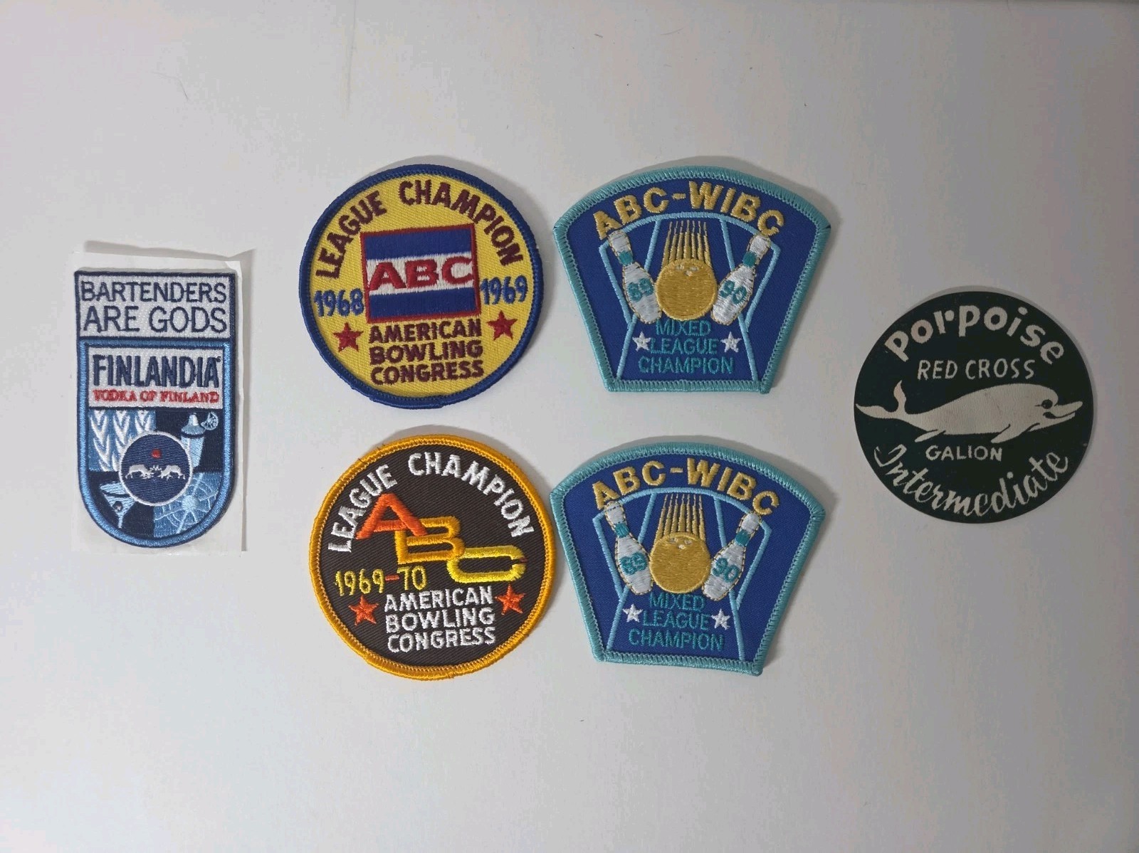 Vintage Patch Lot of 6 ABC WIBC Bowling Finlandia Vodka Red Cross