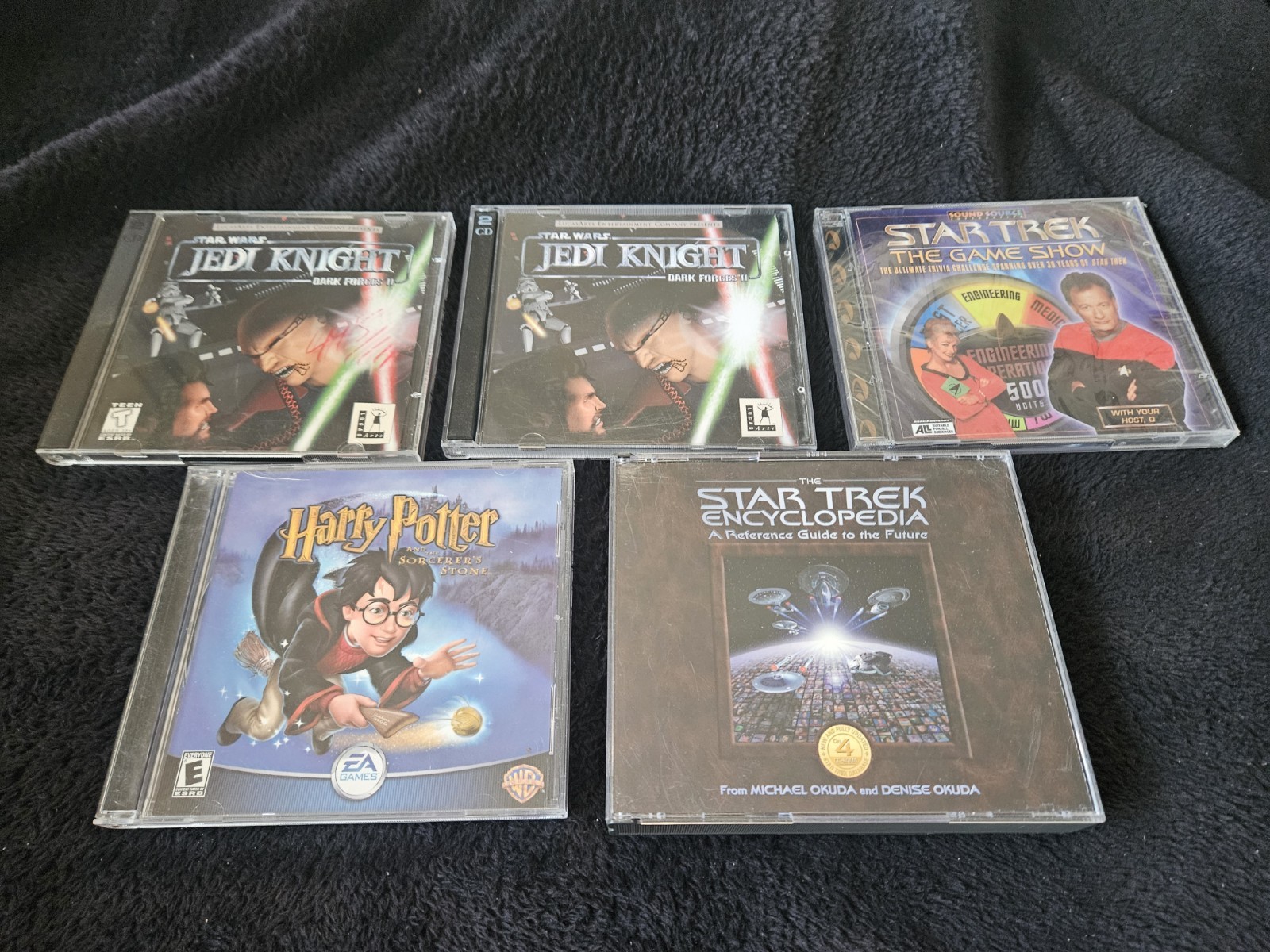 PC CD-ROM Lot: Jedi Knight I & II, Star Trek Game Show Sealed, Encyclopedia, HP