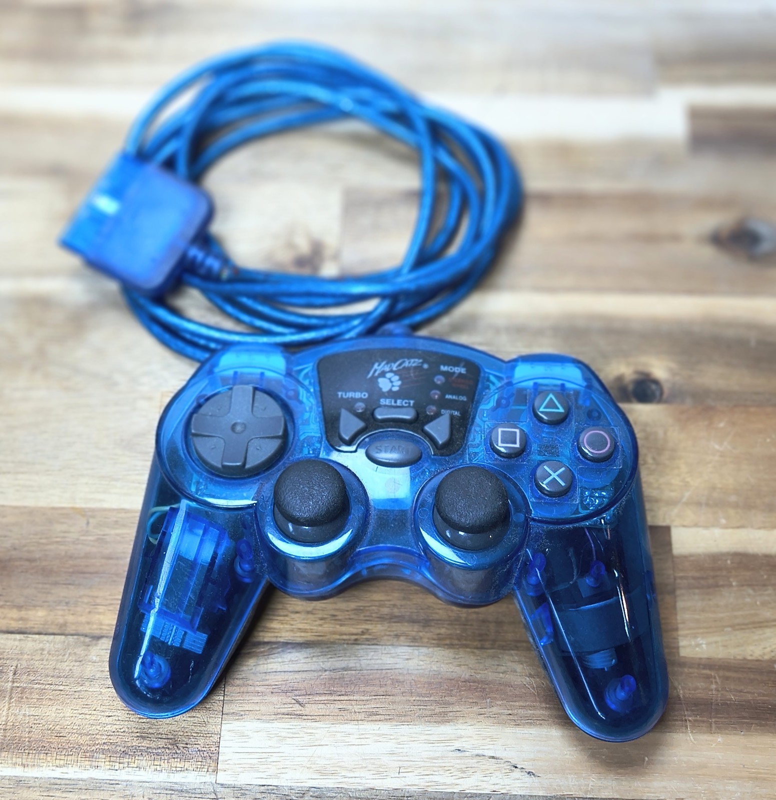 Mad Catz Dual Force 8026 Wired Controller for PS2 PlayStation 2 Blue