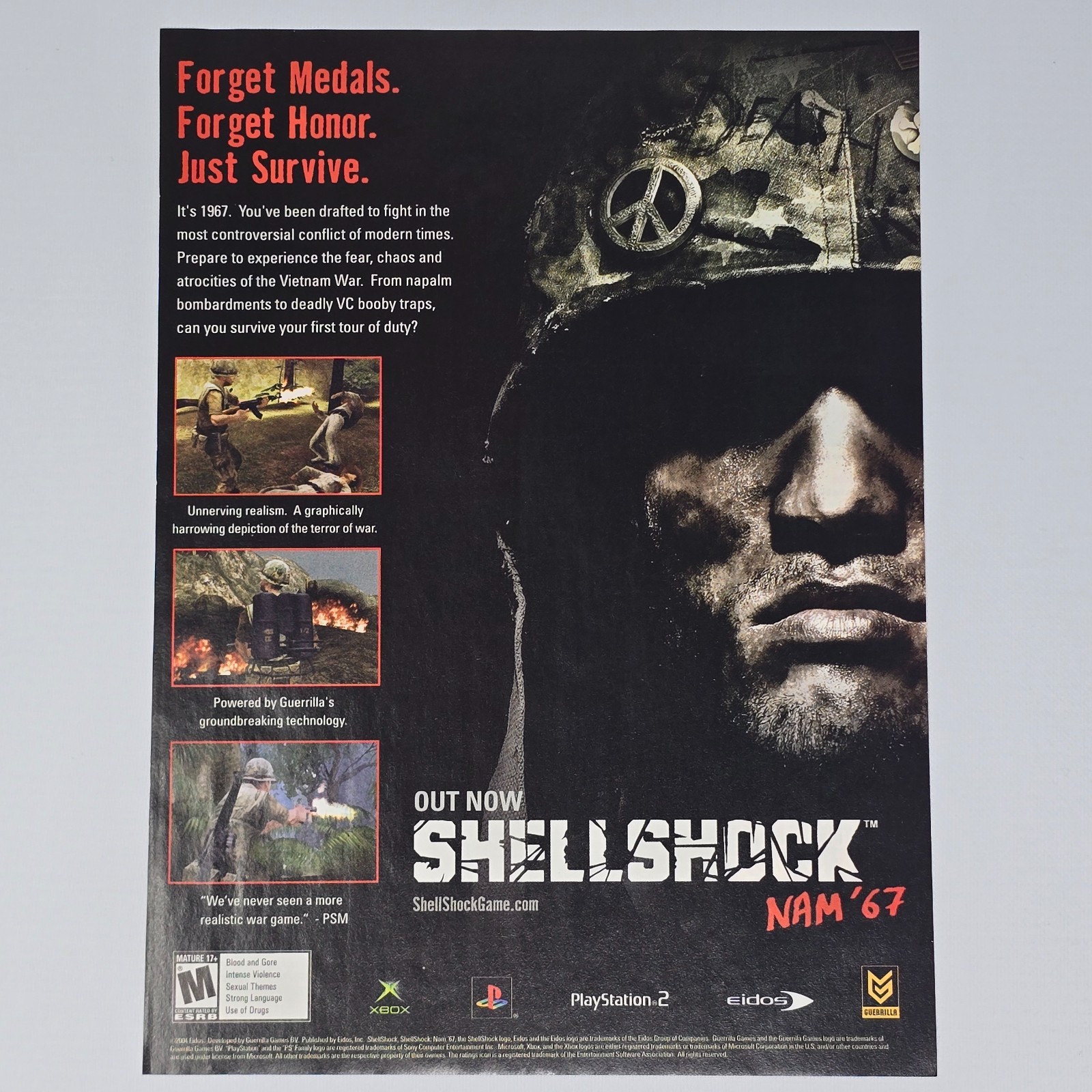 Shellshock NAM 67 Xbox PlayStation 2 PS2 Authentic Magazine Ad