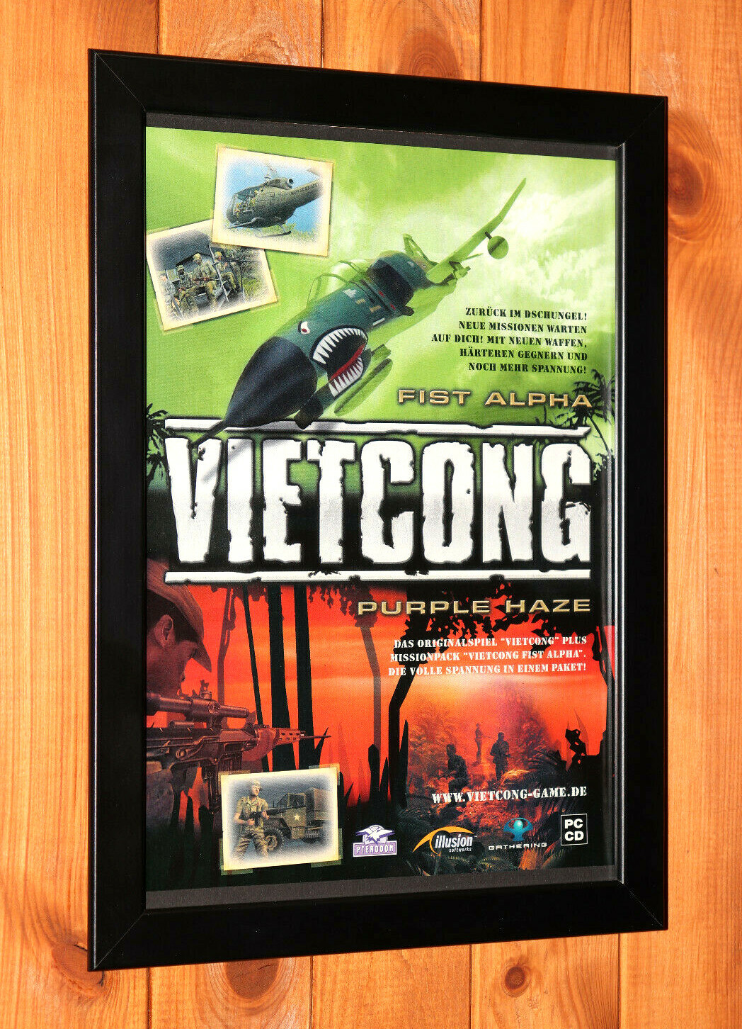 Purple Haze Vietcong Fist Alpha PC Vintage Small Promo Poster / Ad Page Framed