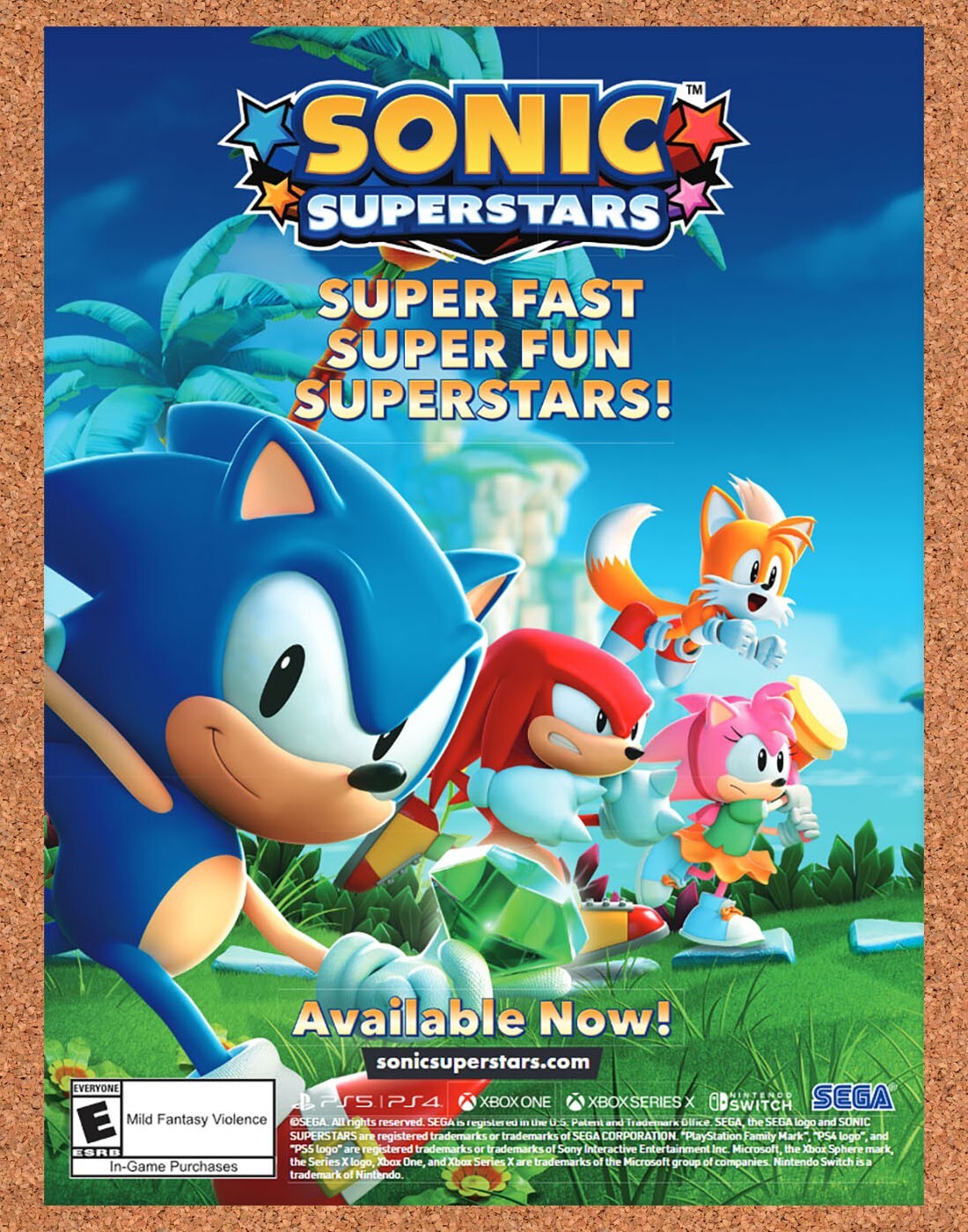 Sonic Superstars Switch Original 2022 Ad - Video Game Art Display Promo