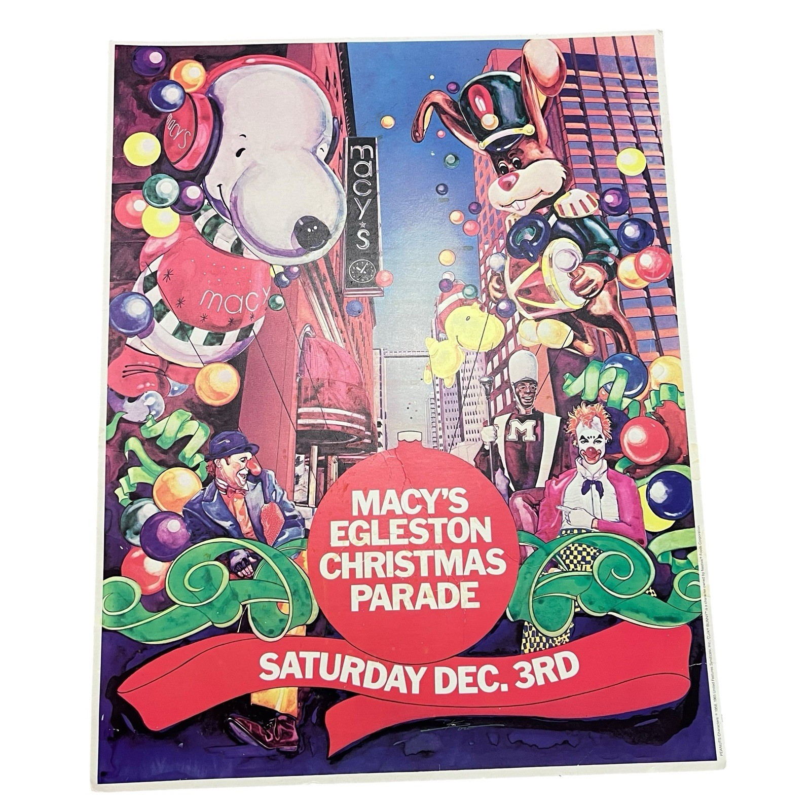 Vintage 1988 Macy\'s Atlanta Christmas Parade Poster Spider-Man Shamu McDonald