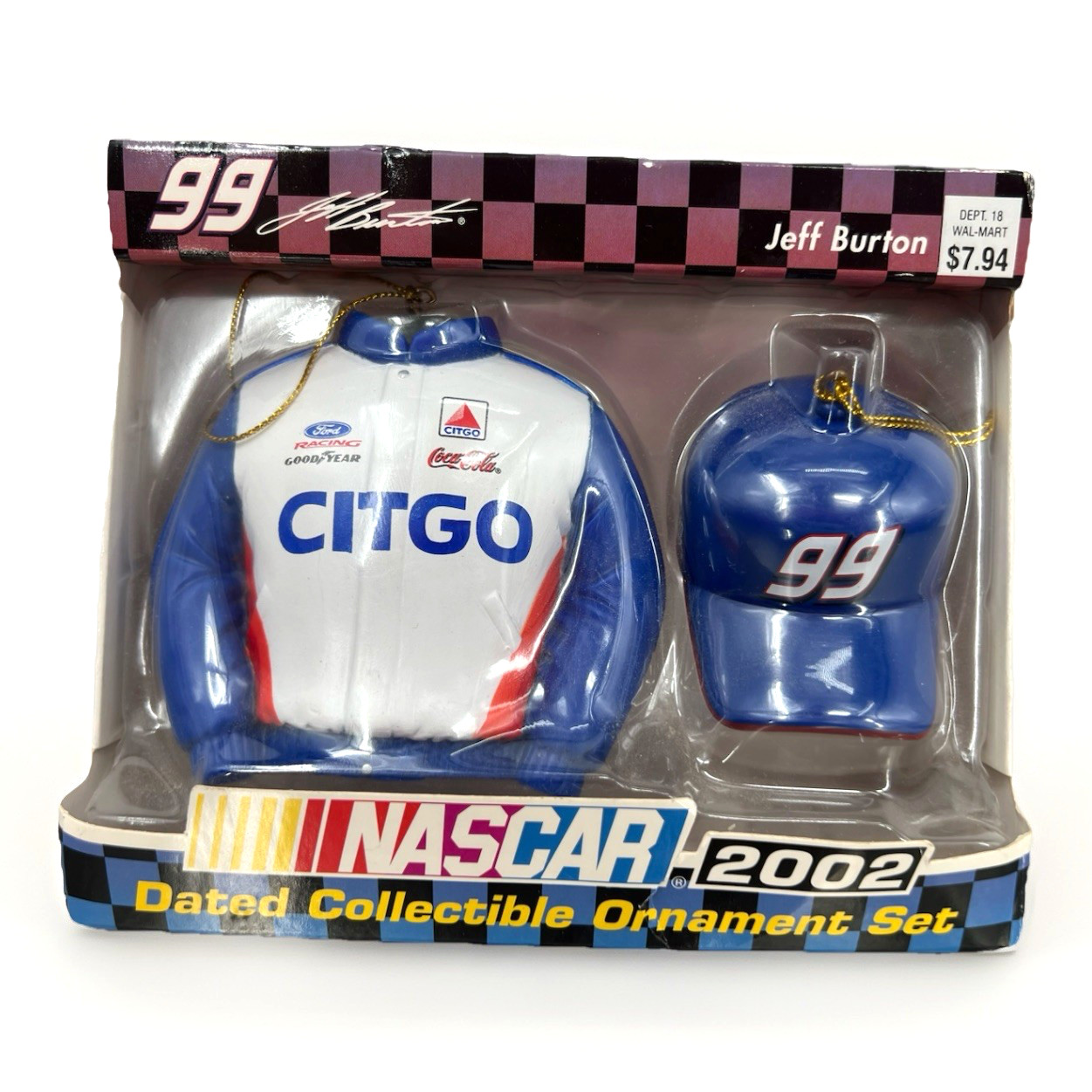 NASCAR Jeff Burton #99 CITGO Dated Collectible Ornament Set NIB Vintage 2002