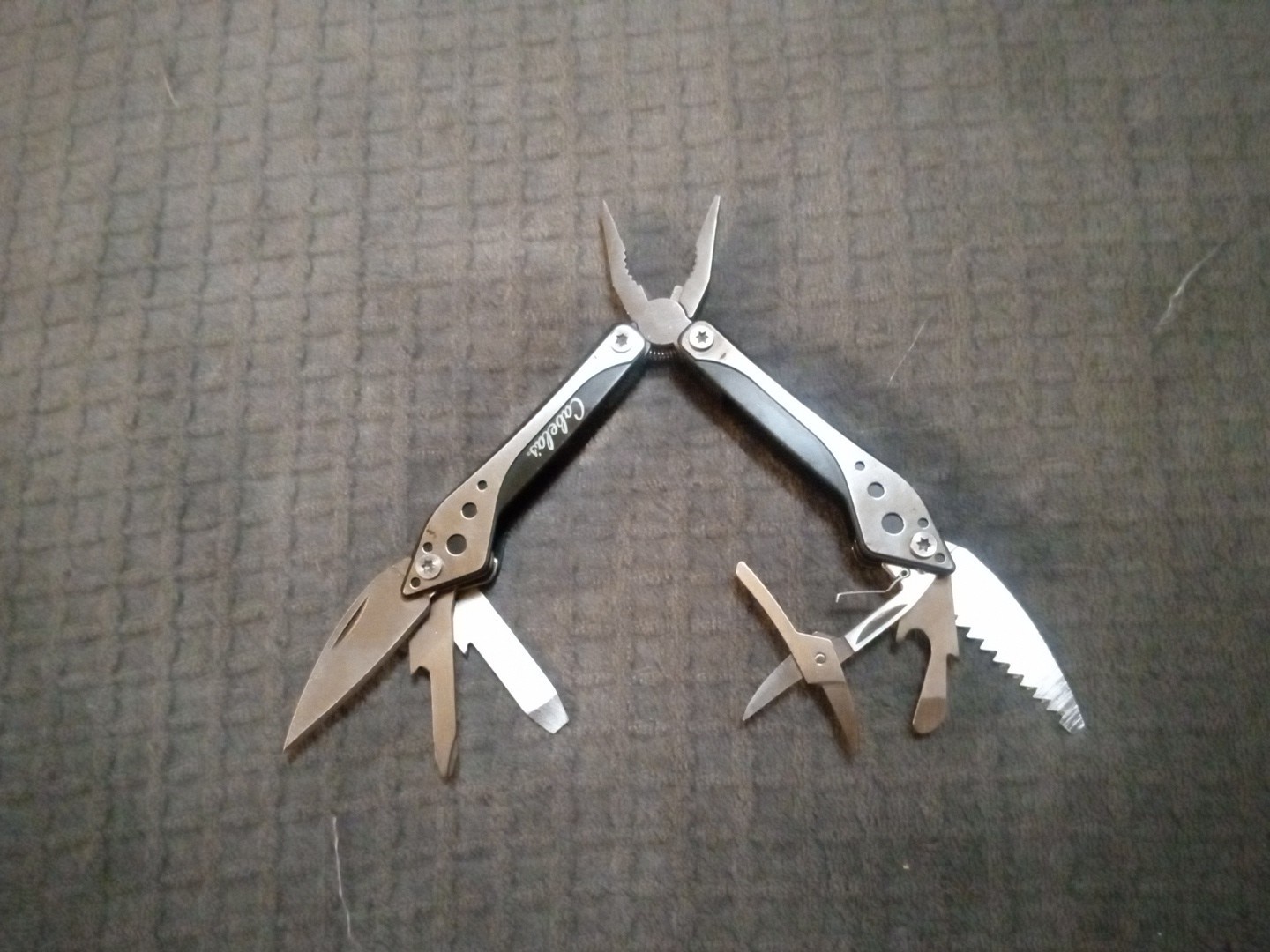 Cabela's Multi Tool Pocket Knife Great Usable Condition Scissors Saw Pliers Ect