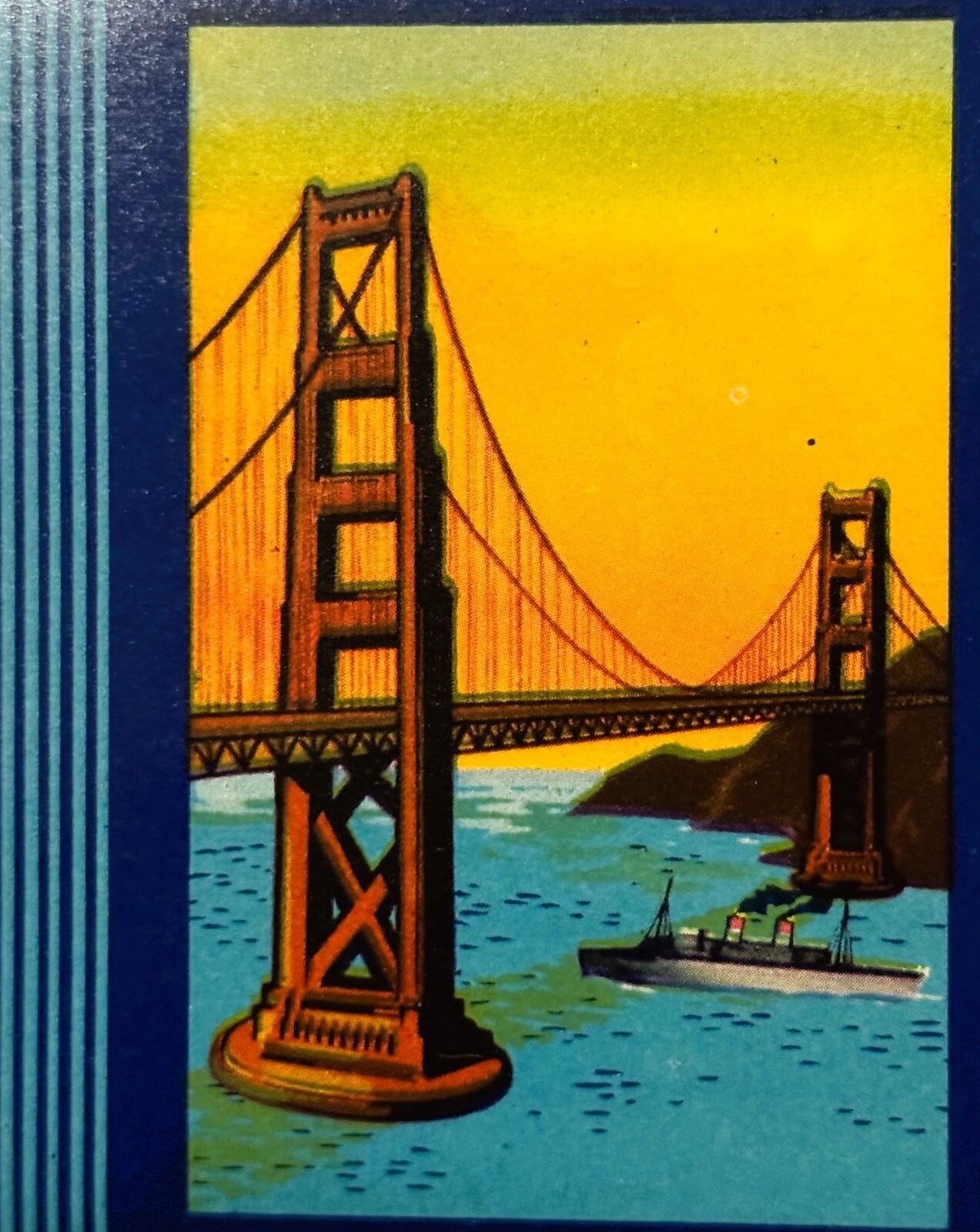Antique Vintage 1940s Pacific Pride Crate Label, San Francisco Bridge, Steamship